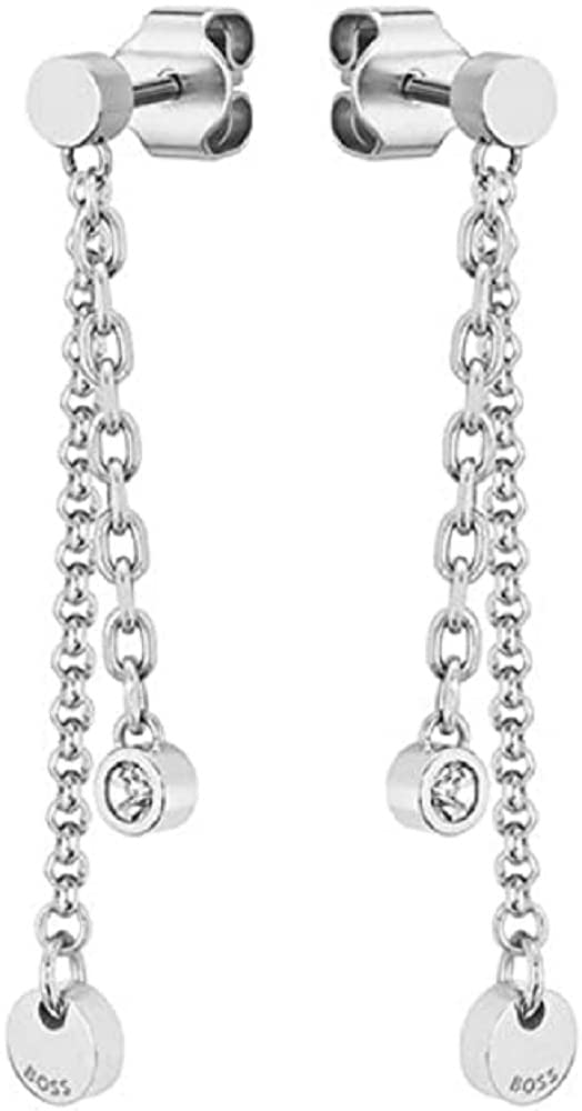BOSS Jewelry Women's IRIS Collection Stainless Steel Crystal Dangle Drop Earrings - Elegant Party & Wedding Jewelry Gift for Her - 1580332