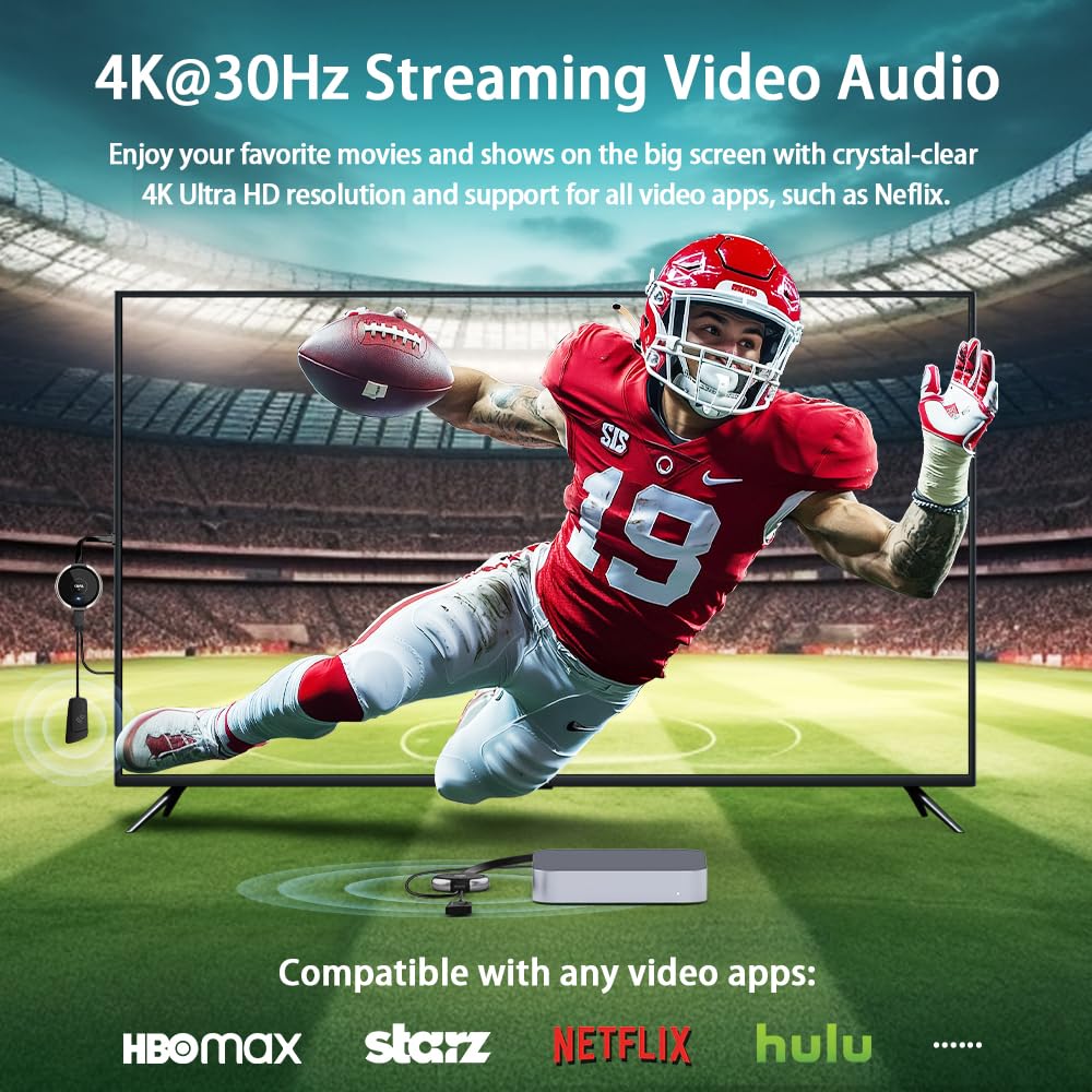 TIMBOOTECH 4K Wireless HDMI Transmitter & Receiver - 5G Streaming Extender for Laptop, Camera, TV Box, DVD, Phone to Monitor/Projector/HDTV (165ft Range) - Perfect for Home Theater, Gaming & Office Presentations