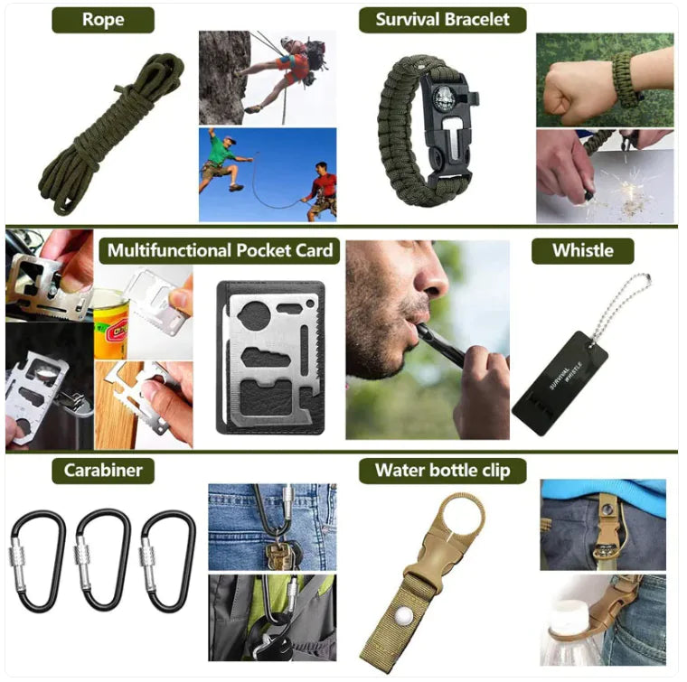 Emergency Survival First Aid Kit - 120-Piece Trauma Medical Supplies for Outdoor, Camping, Hiking & Disaster Preparedness - Compact & Portable for Car, Home & Travel Use