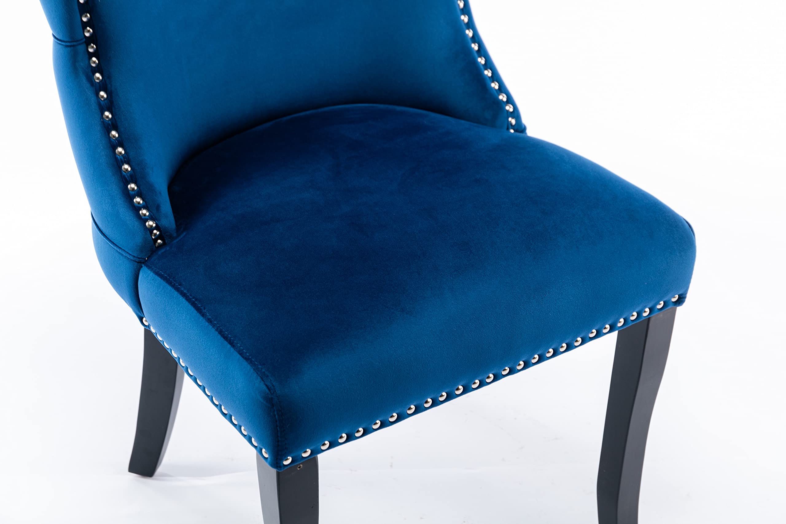 **Merax Set of 2 Upholstered Wingback Dining Chairs - Blue Velvet with Nailhead Trim & Solid Wood Legs - Elegant Kitchen & Dining Room Seating for Home & Restaurant**