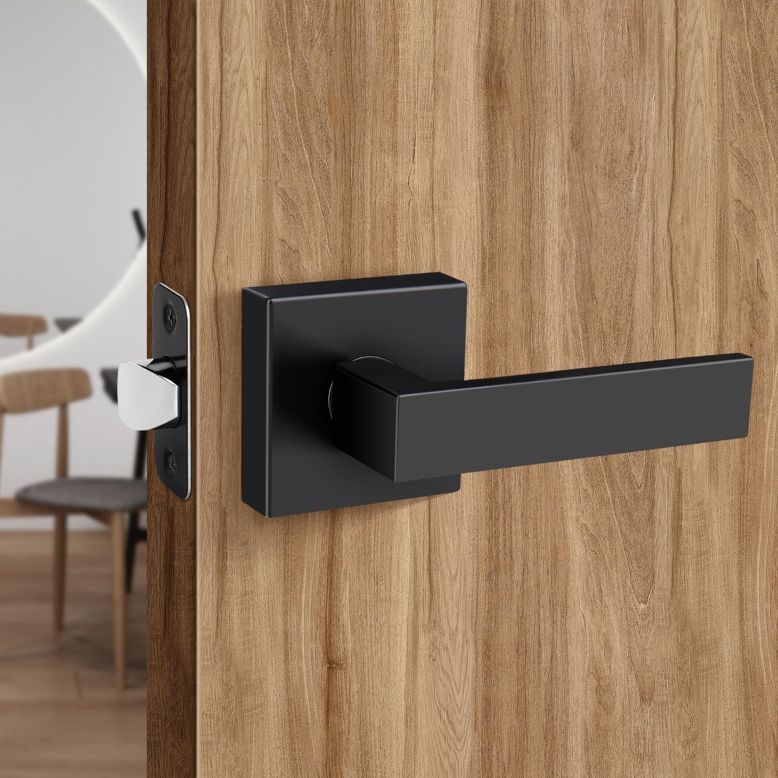 Heavy Duty Square Door Lever - No Key Lock for Closet & Hallway