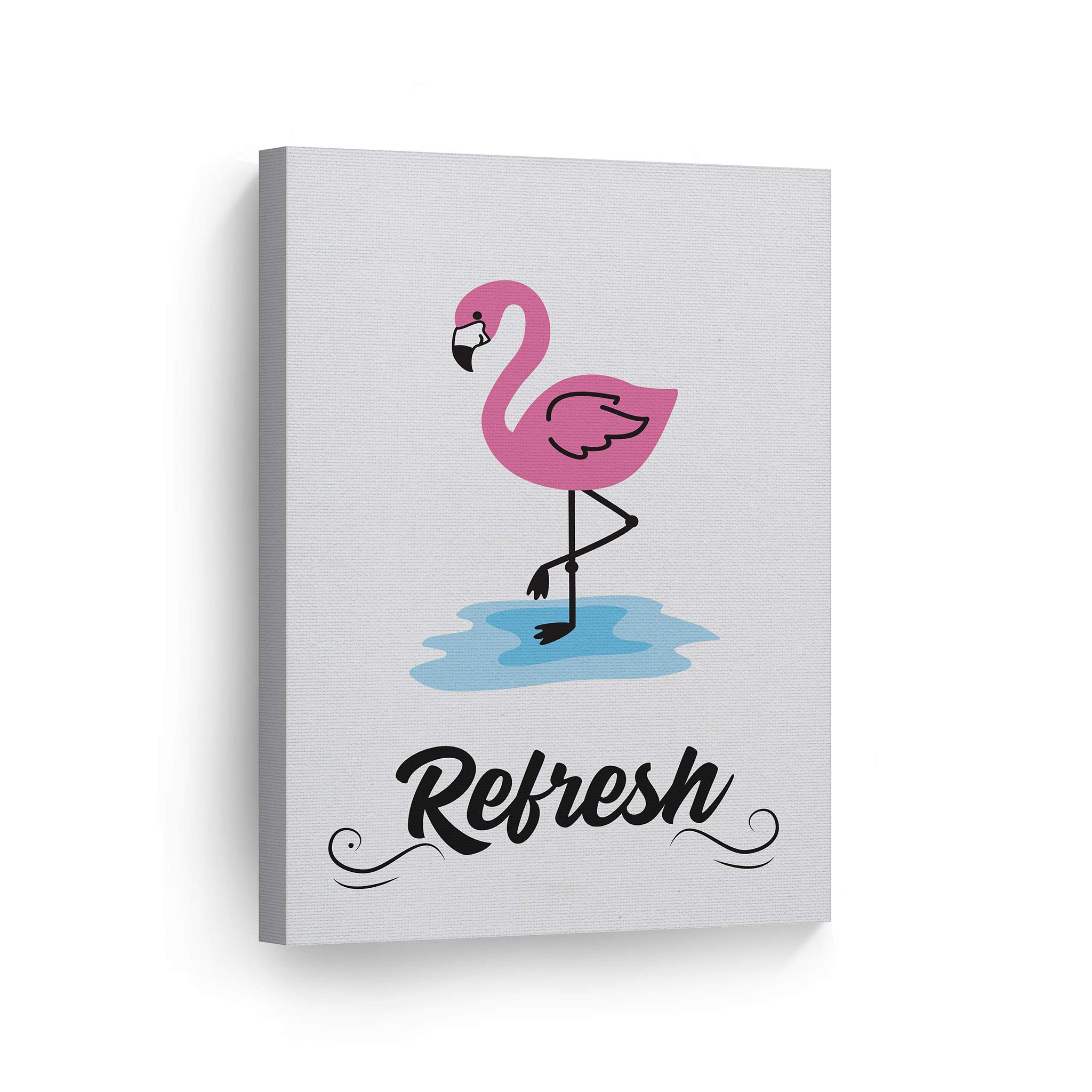 Flamingo Bathroom Wall Art - 12x8 Canvas Print for Home Decor
