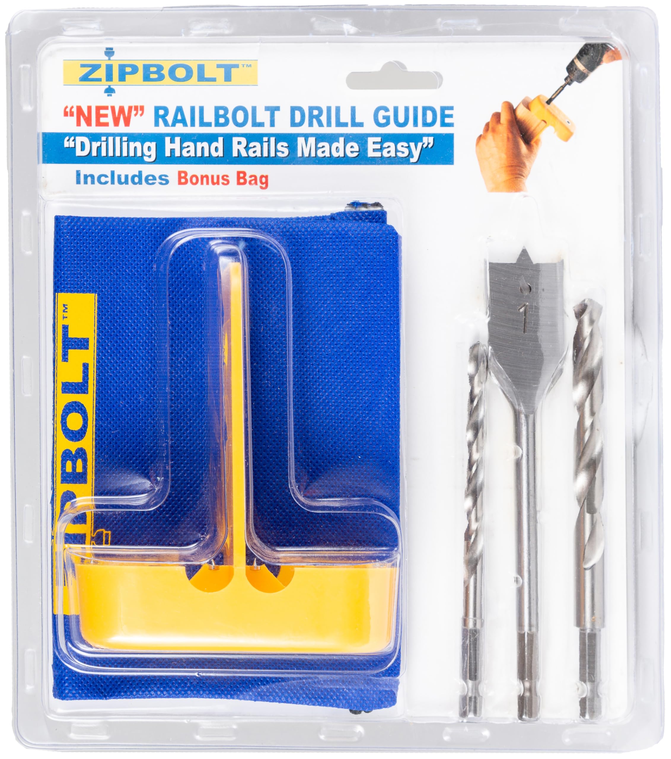 Zipbolt 40.260 Railbolt Drill Guide - Professional Staircase Handrail Installation Jig Kit with 1/4