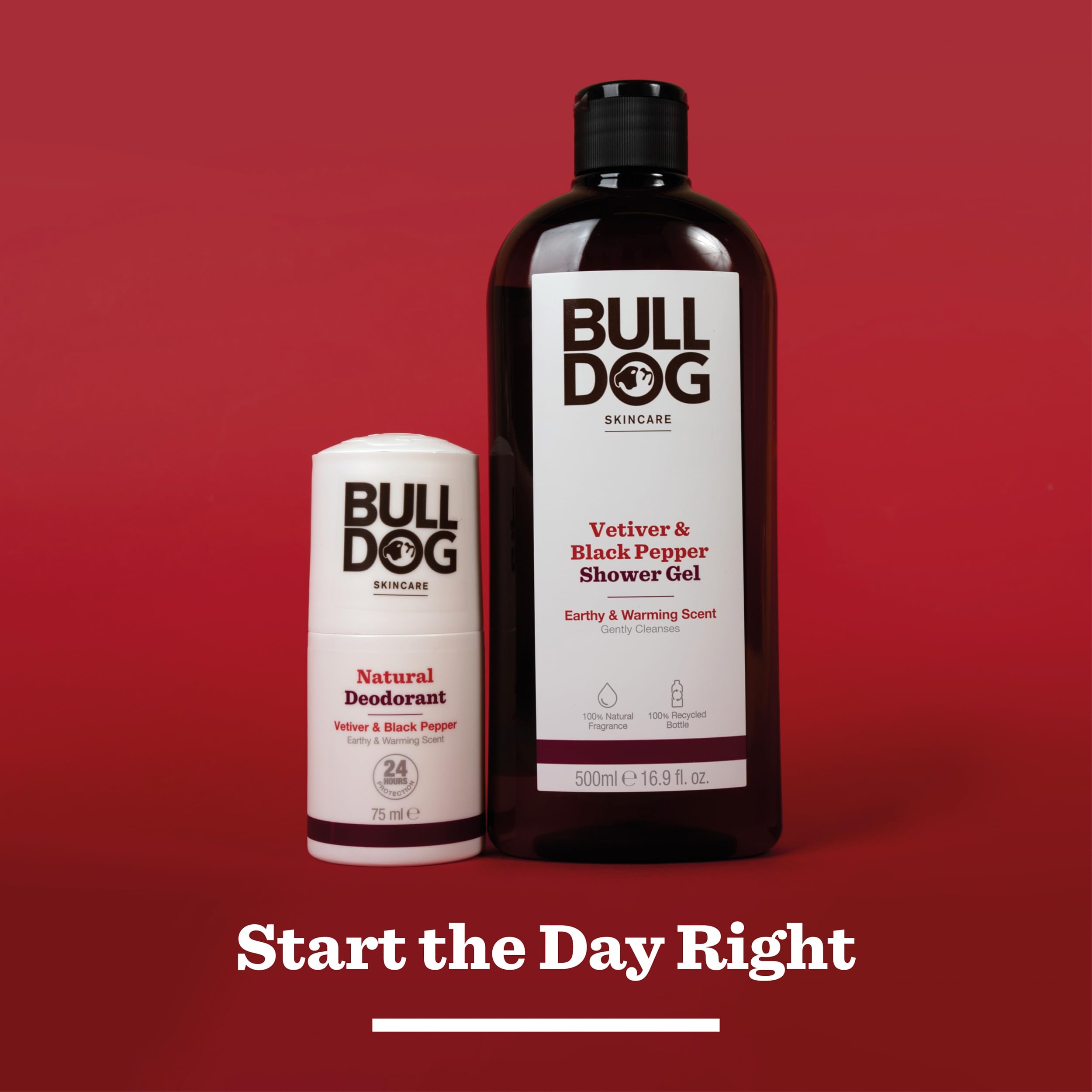 Bulldog Skincare Vetiver & Black Pepper Shower Gel for Men - Natural & Refreshing Body Wash, 500ml | Hydrating & Invigorating for Daily Shower Routine