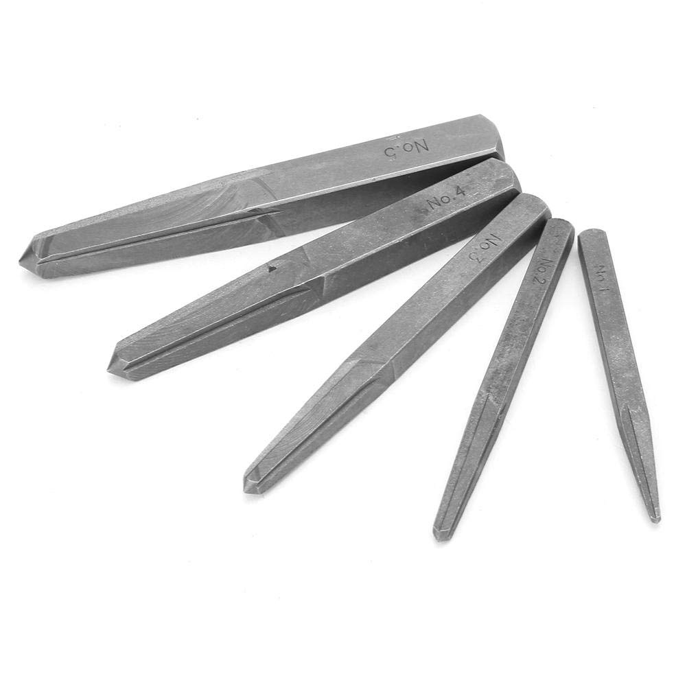 5Pcs Screw Extractor Set - Straight Fluted Bolt Remover Tool for Damaged & Broken Screws - Easy Out Removal Kit for DIY, Automotive & Home Repair Projects