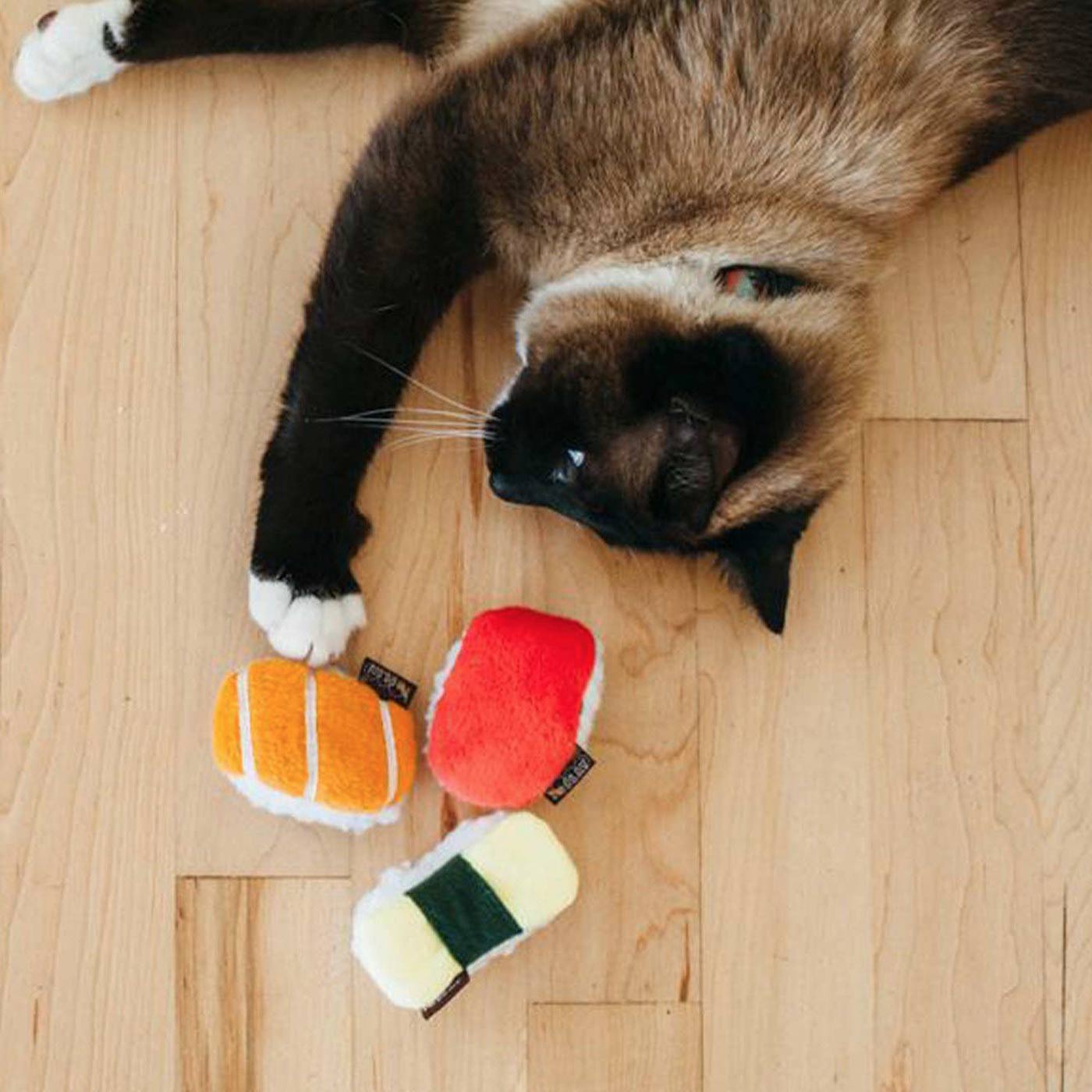 P.L.A.Y Sushi Cat Toys (3 Pack) - Fun Interactive Catnip Toys for Indoor Cats - Perfect for Playtime, Training & Stress Relief