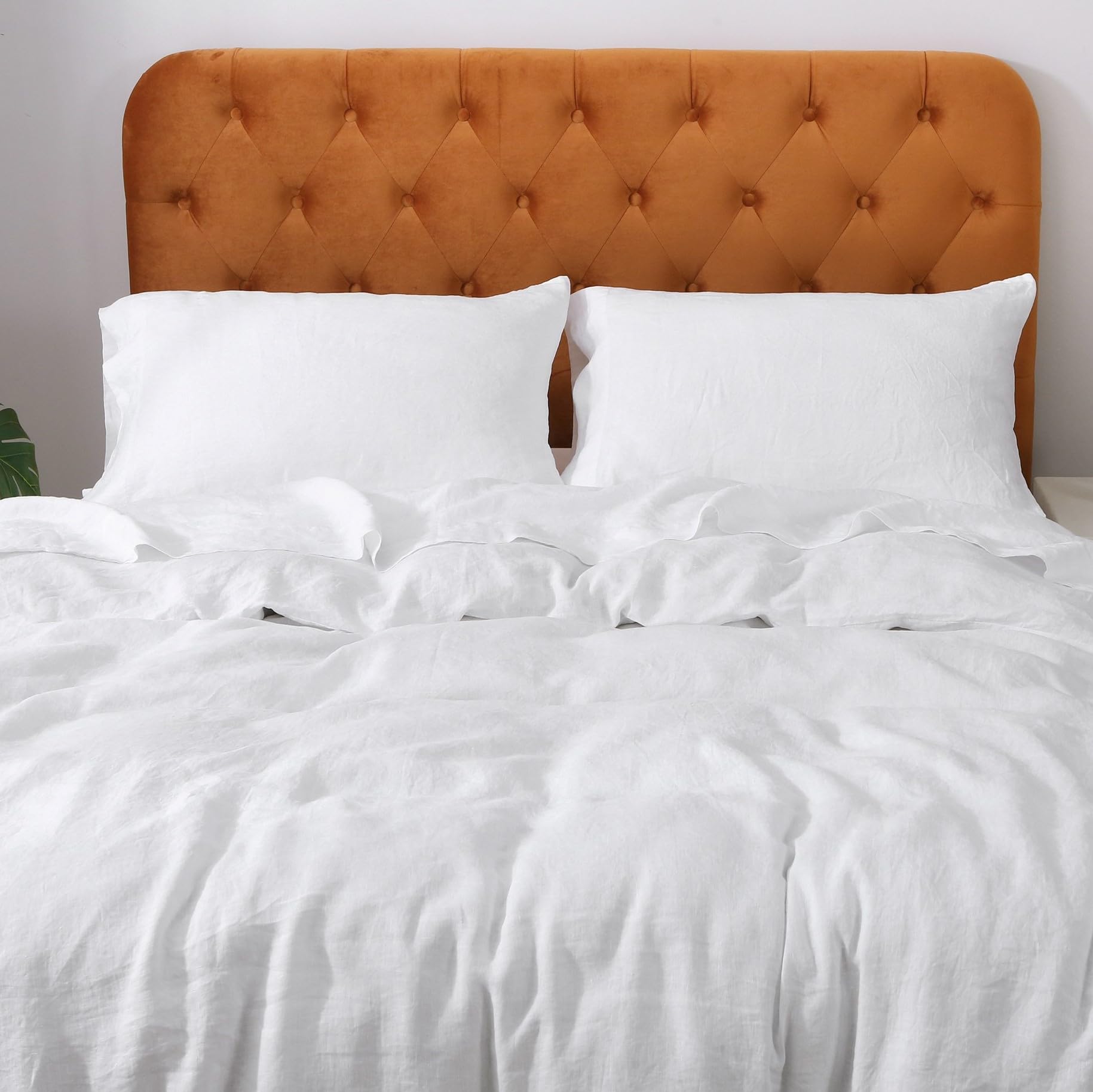 Premium 100% French Linen Duvet Cover Set - Ultra Soft & Breathable Luxury Bedding for All Seasons - Perfect for Master Bedroom, Guest Room & Vacation Homes
