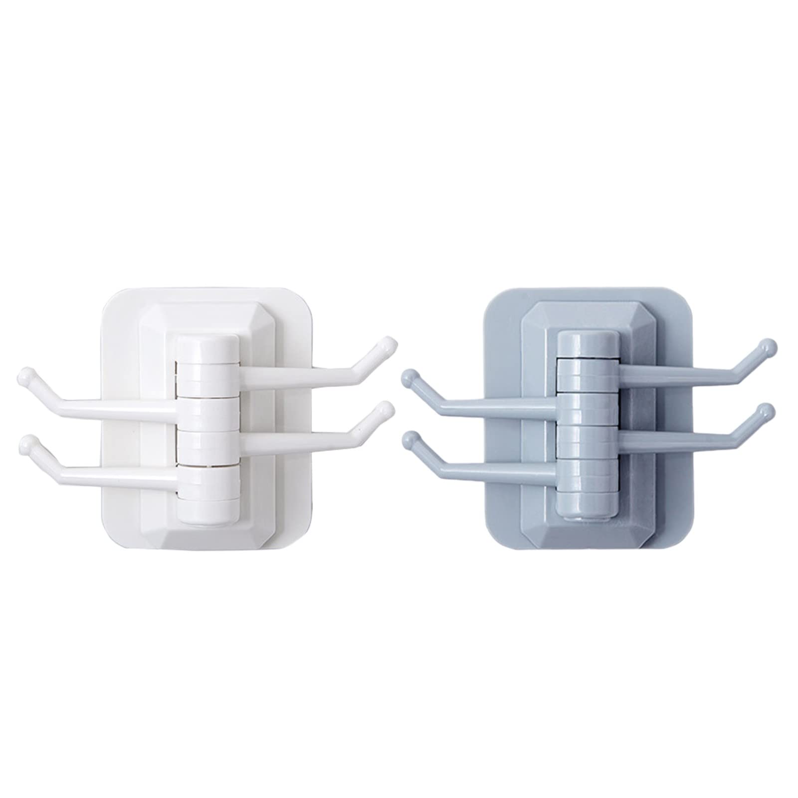 4-Pack Adhesive Wall Hooks with Rotating Hooks - No Drill Strong Sticky Bathroom Organizer Set Includes Shower Curtain & Bath Mat - Perfect for Bathroom Storage, Kitchen, Bedroom & Dorm Organization