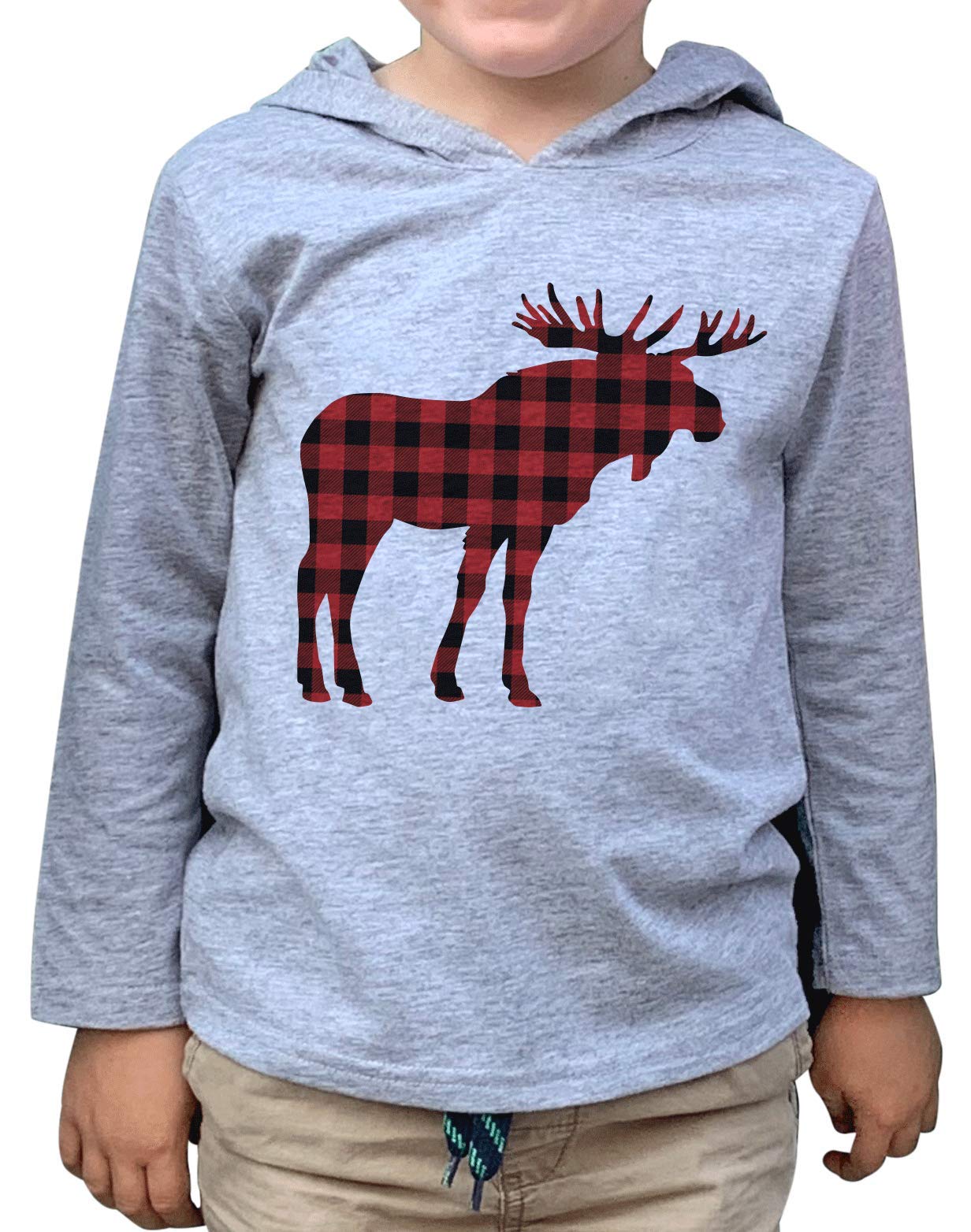 Kids Plaid Moose Christmas Hoodie - Cozy Fleece Pullover for Boys & Girls | Perfect for Holiday Parties, Family Photos & Winter Outings
