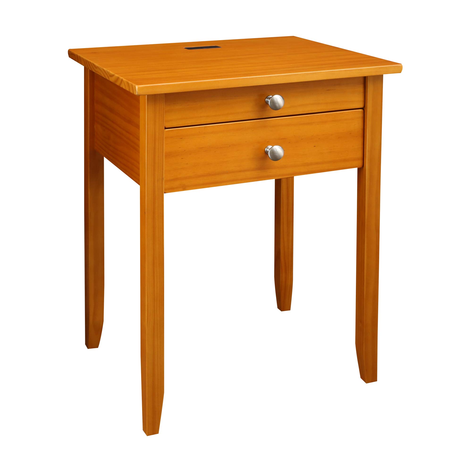 Casual Home Lucia Nightstand with USB Port in Honey Oak Finish - Perfect for Bedrooms, Guest Rooms & Small Spaces