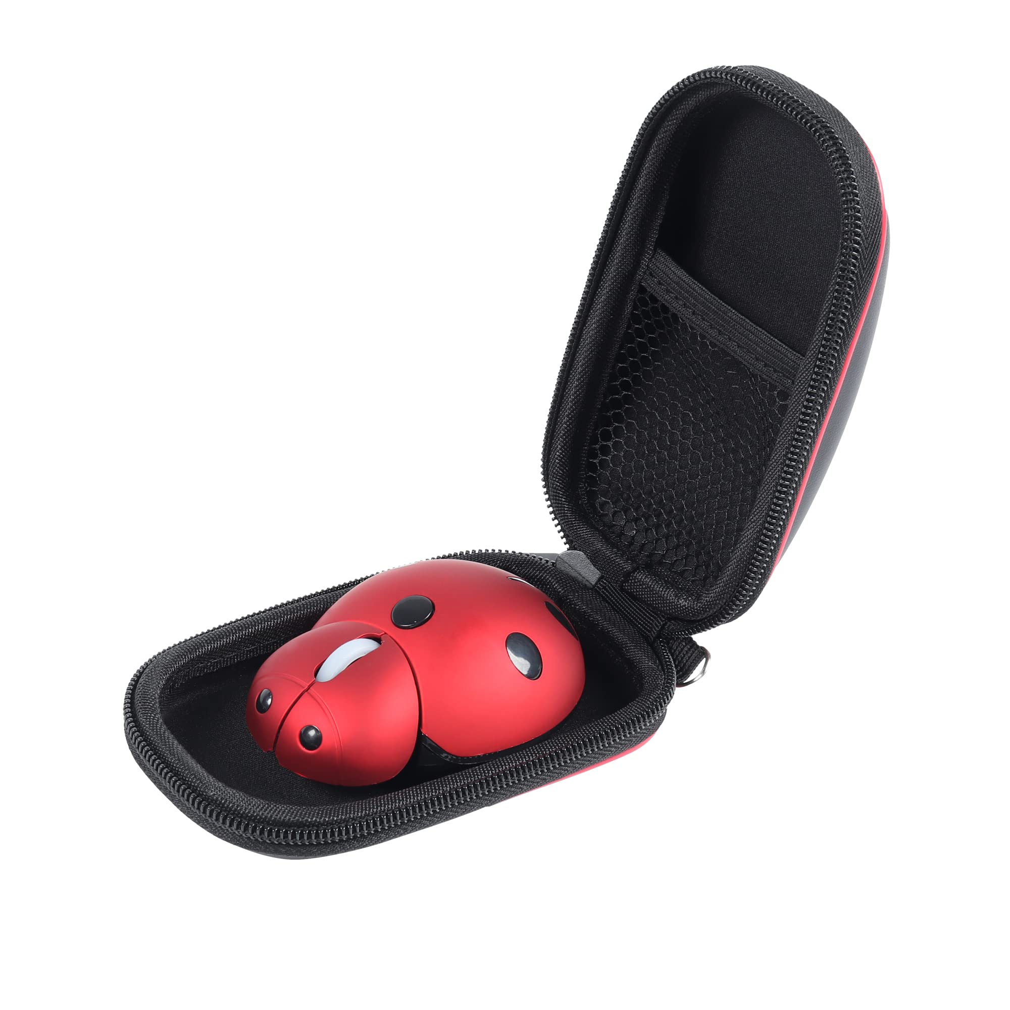 Elec Space Mini Wireless Mouse - Cute Ladybug Design, Ergonomic Cordless Mouse for Kids, Laptop, PC, Mac, Notebook - Includes Mouse Case, Perfect for Home, Office, and School Use (Red)