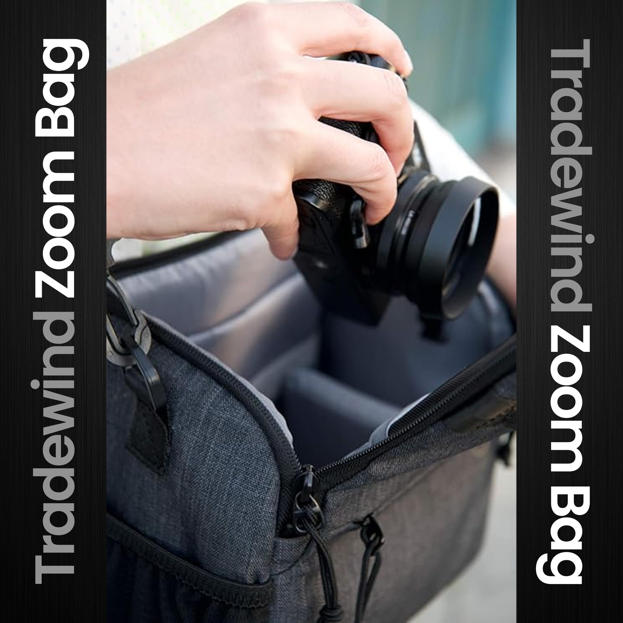Tamrac Tradewind Zoom 1.4 DSLR & Mirrorless Camera Bag - Compact Crossbody Shoulder Bag for Photographers, Dark Grey - Perfect for Travel, Street Photography & Outdoor Shoots