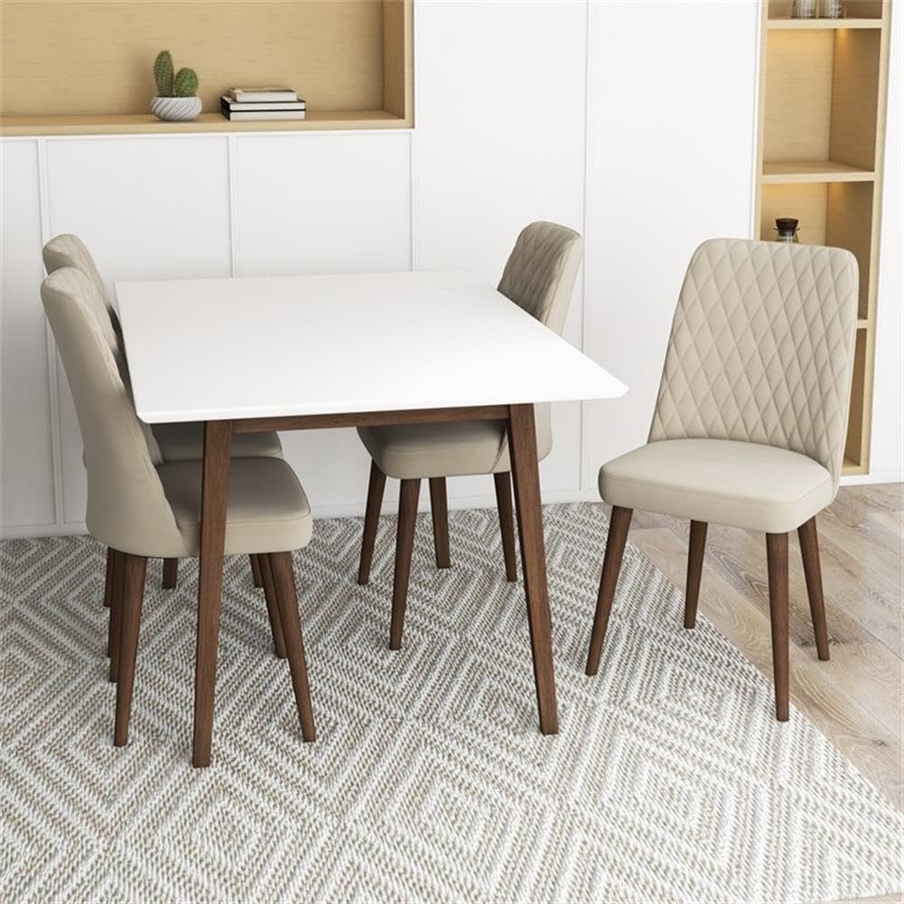 Mid Century Modern Kitchen Table and Chairs Set for 4 - Retro Dining Furniture for Small Spaces - Perfect for Breakfast Nooks, Apartments & Cozy Family Meals