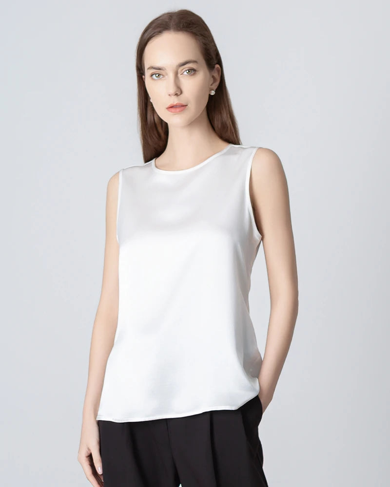 Elegant Sleeveless Lace-Up Silk Blouse for Women | Breathable Summer Top | Perfect for Office Wear, Date Night & Special Occasions
