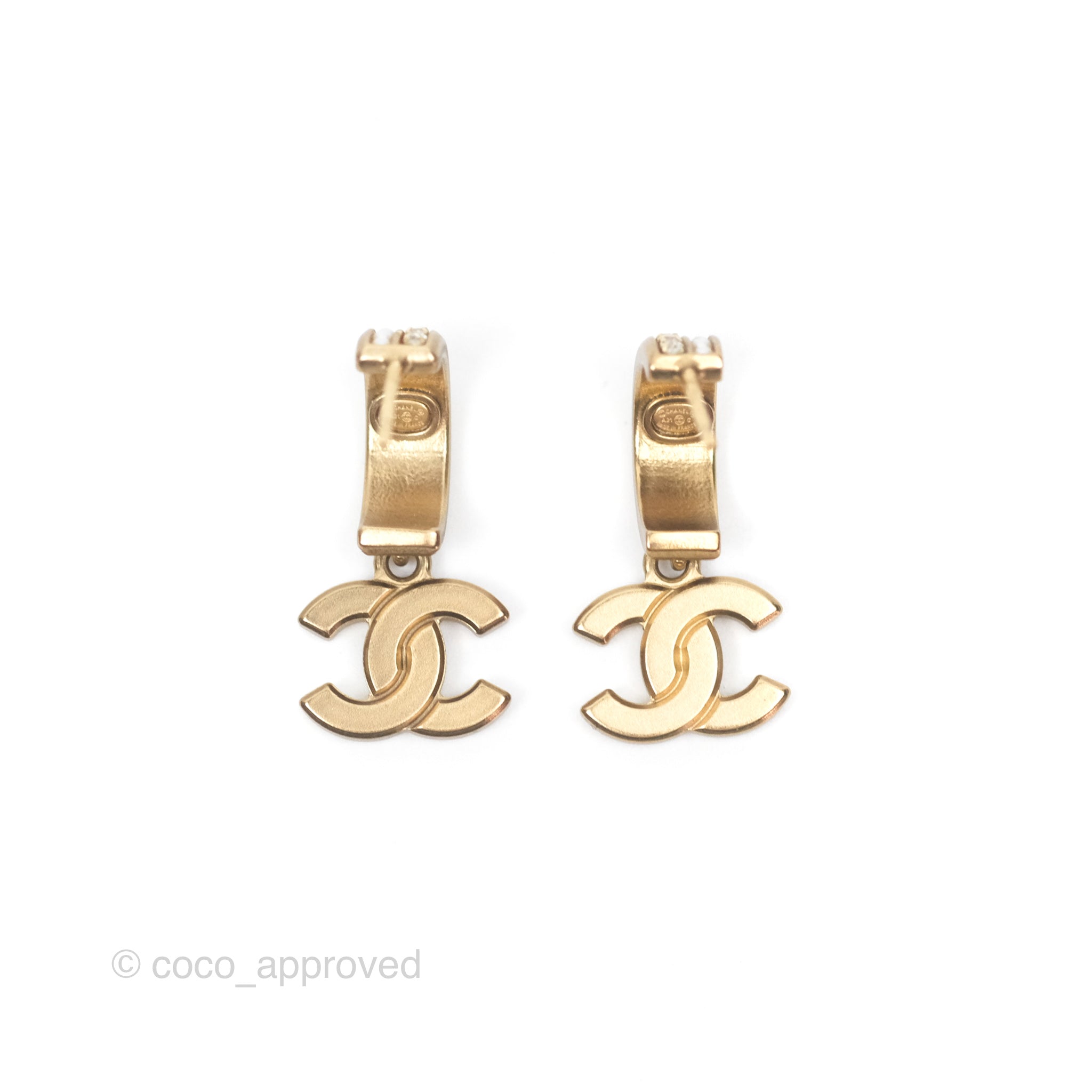 Chanel CC Crystal Pearl Hoop Earrings Gold Tone 21C - Luxury Fashion Jewelry for Women, Elegant Pearl & Crystal Design - Perfect for Parties, Weddings & Special Occasions