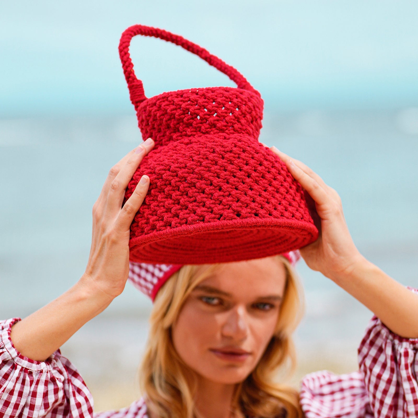 Petite Naga Macrame Bucket Bag - Red Eco-Friendly Fair Trade Handmade Purse for Women | Perfect for Beach, Festival & Boho Fashion
