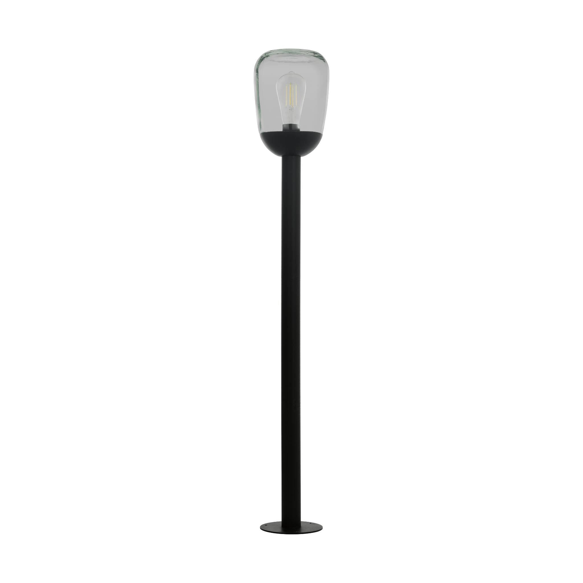 Eglo Donatori IP44 Black Aluminum Outdoor Post Light with Glass Shade - Weatherproof Garden, Patio, and Pathway Lighting for Home & Landscape