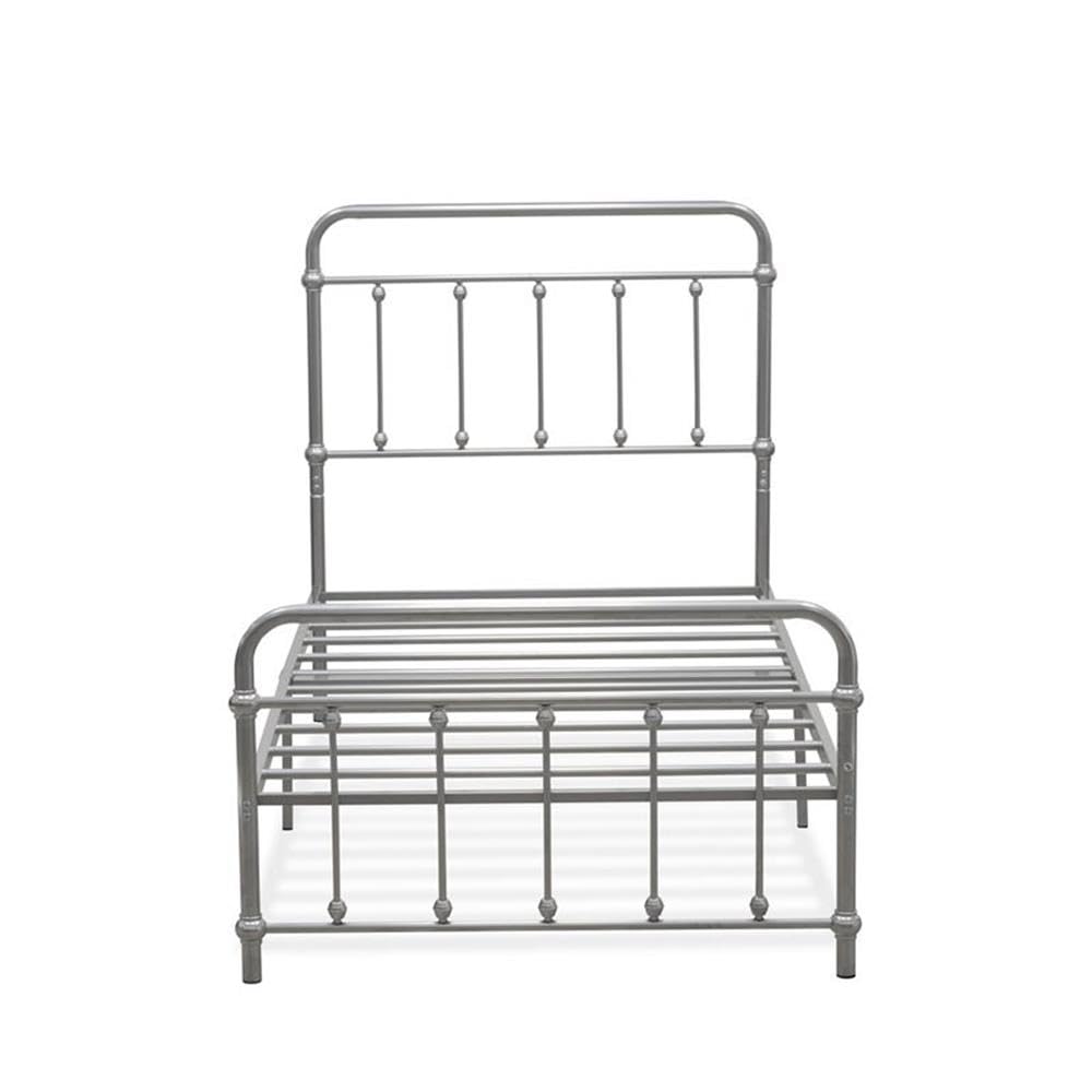East West Furniture GDTBSIL Garland Twin Bed Frame with 6 Sturdy Metal Legs - Powder Coated Silver Finish - Perfect for Kids Rooms, Guest Bedrooms & Small Spaces