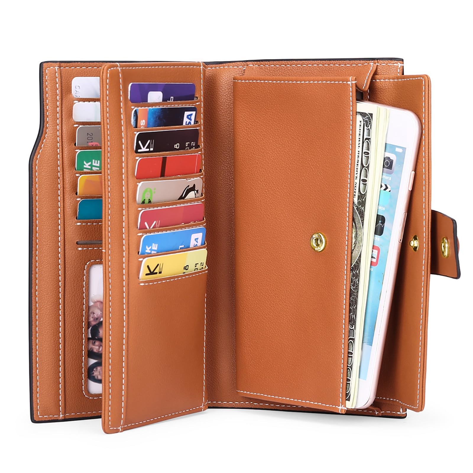 GAEKEAO Women's RFID Blocking Leather Wallet - Large Capacity Purse with Multiple Card Slots & Zipper Coin Pocket | Perfect for Everyday Use, Travel & Gift Giving