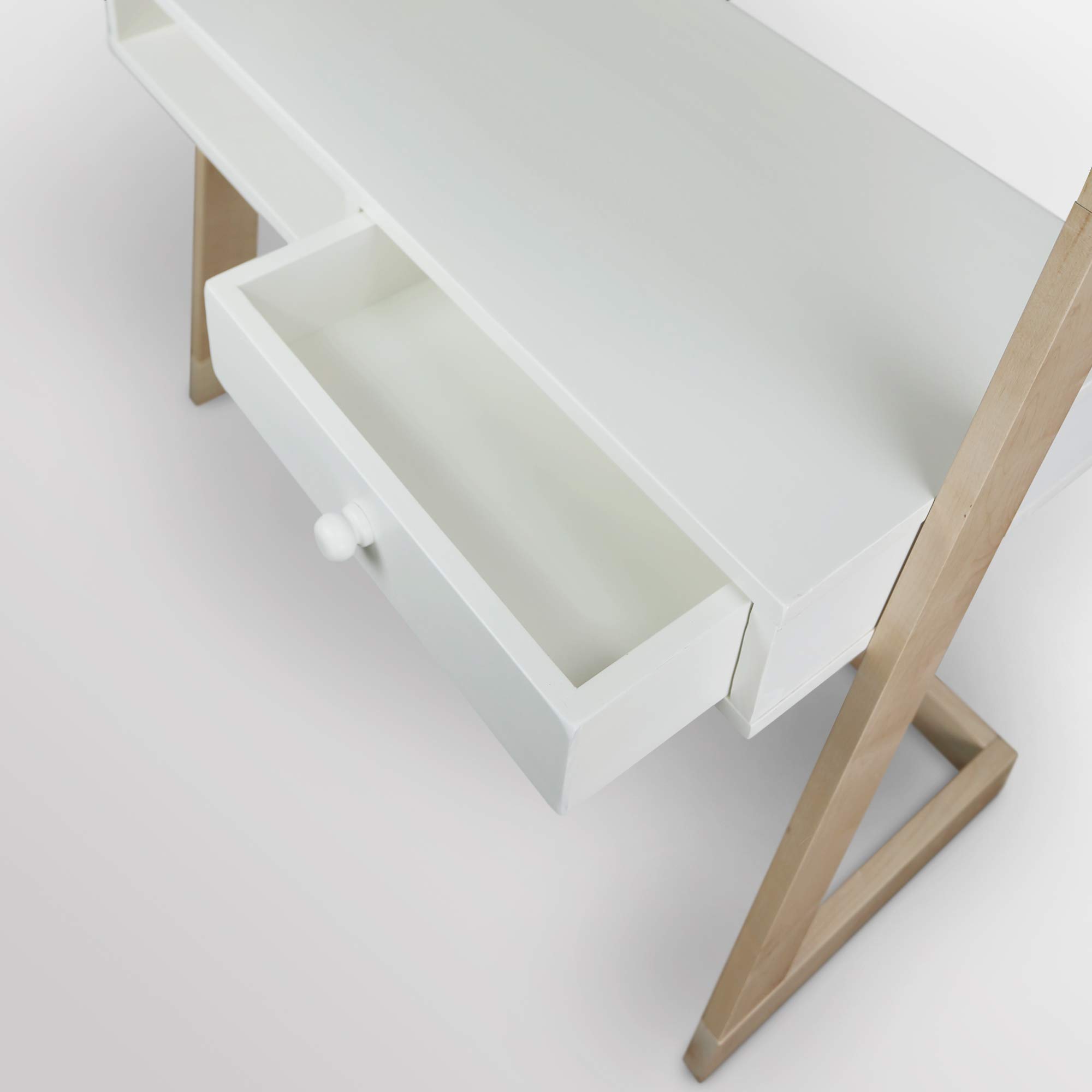 American Trails Freestanding Drawer Ladder Desk - Solid American Maple Frame, Natural Maple & White Finish - Perfect for Home Office, Study Room & Small Space Workstation
