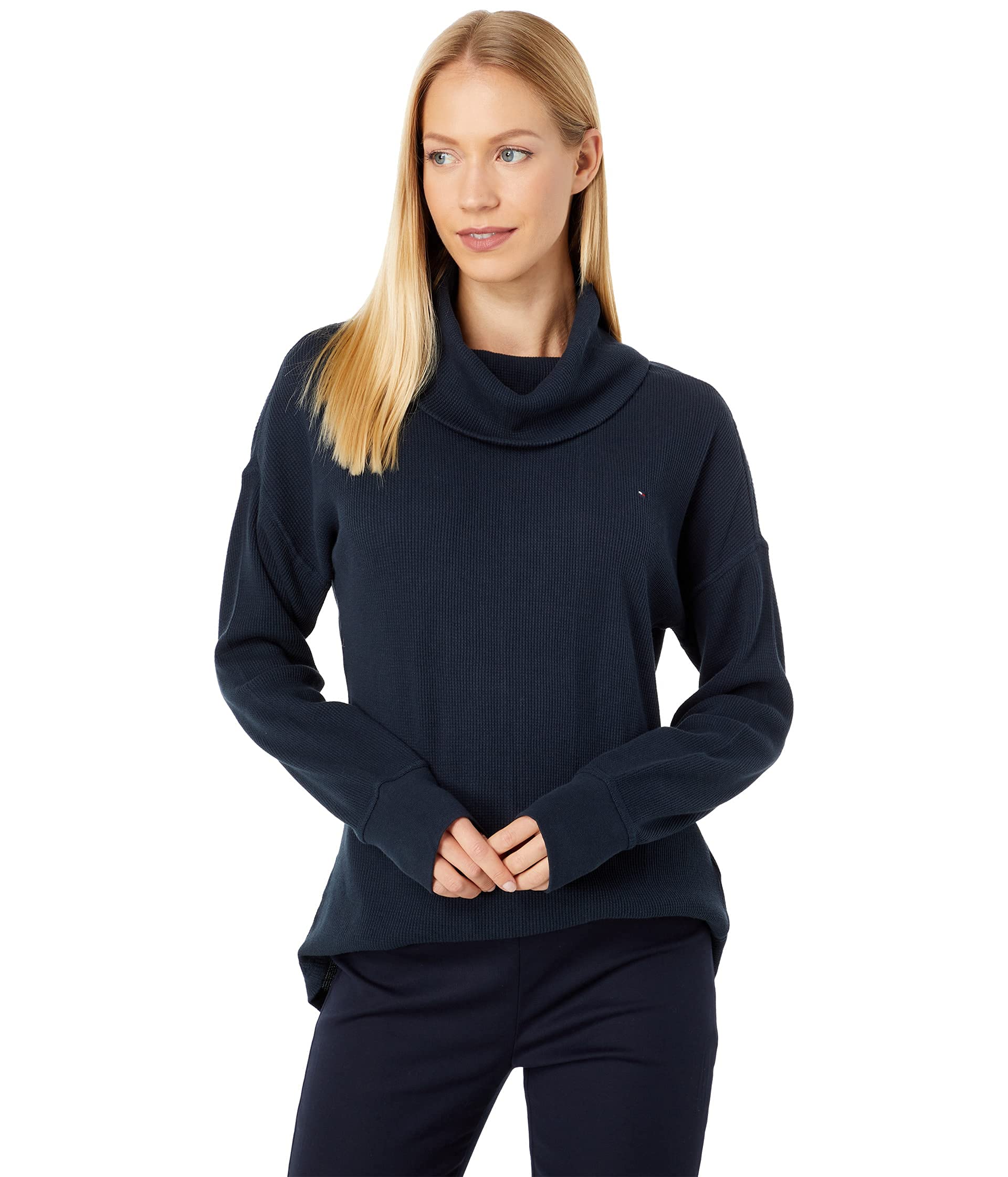 Tommy Hilfiger Men's Long Sleeve Waffle Knit Turtleneck Sweater - Warm Winter Pullover for Casual & Office Wear