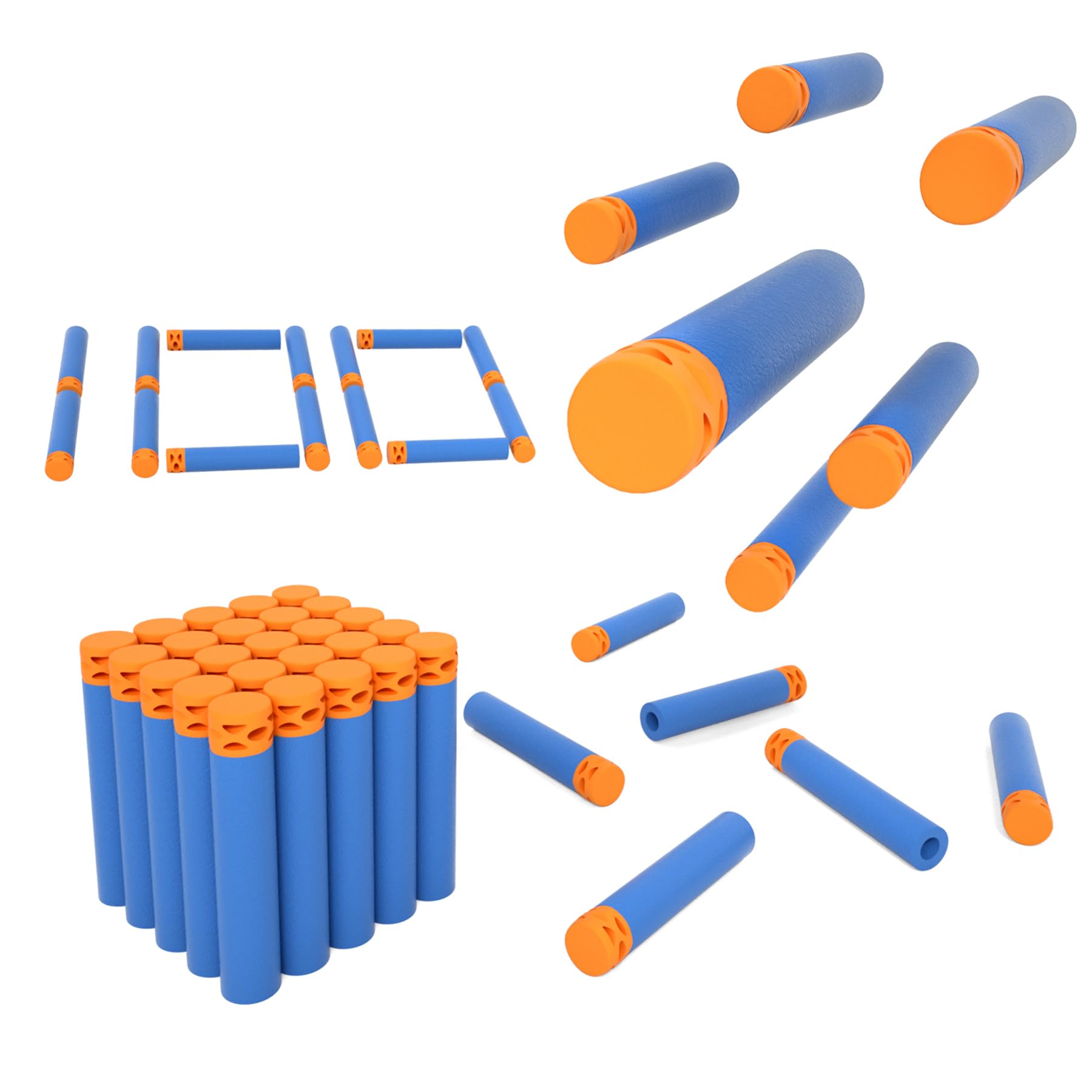 BOROLA 100Pcs Soft Hollow Foam Refill Waffle Darts - Compatible with Nerf Elite Series Blasters - Perfect for Nerf Battles, Target Practice & Indoor/Outdoor Play