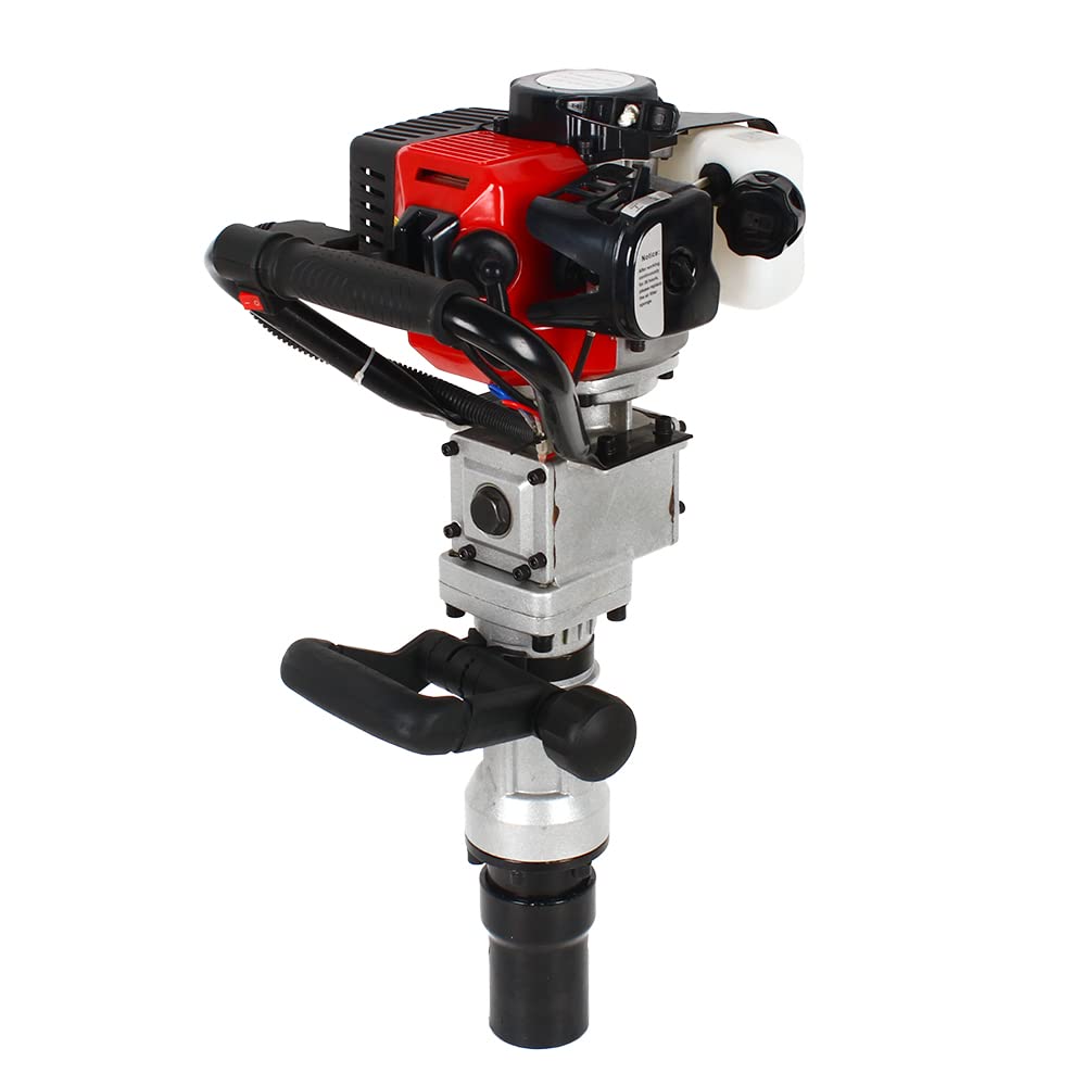 32CC Gas Powered T-Post Driver Piledriver - 2 Stroke Engine with 2 Driving Heads & Air Cooling System - Heavy Duty Piling Hammer Tool for Farm Fence, Garden Installation, and Construction Projects