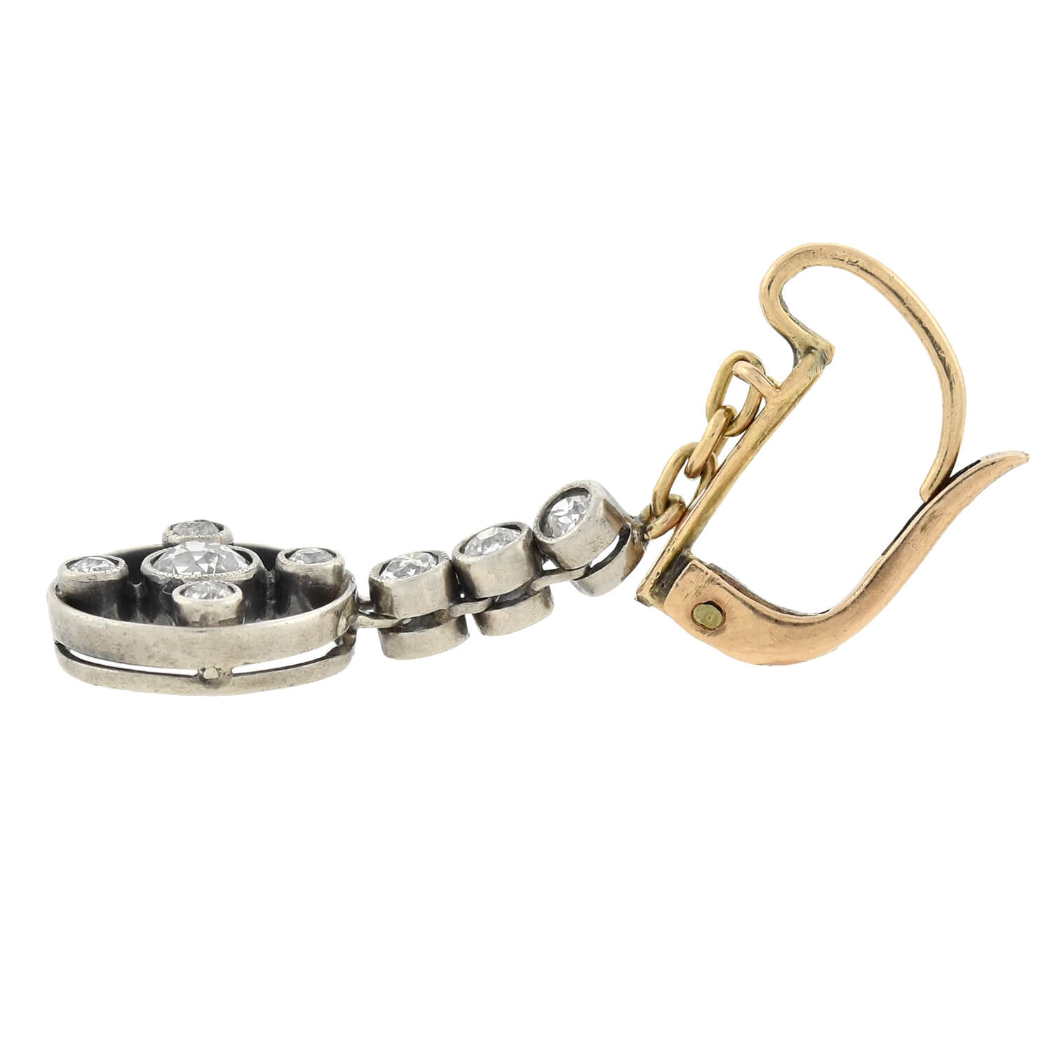 Victorian Style 14K Gold & Sterling Silver Mine Cut Diamond Dangle Earrings 1.10ctw - Elegant Vintage Jewelry for Weddings, Parties & Special Occasions