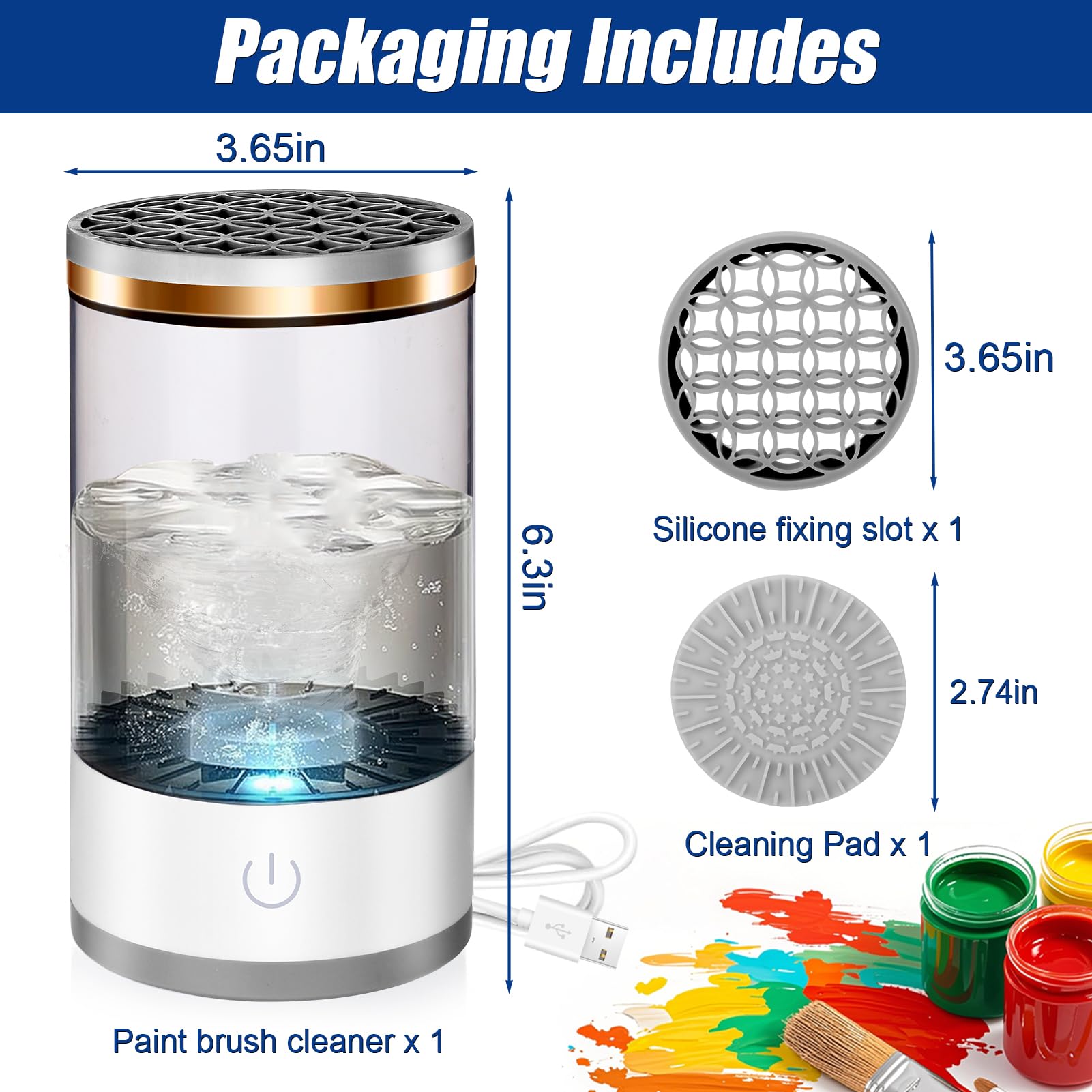 XANGNIER Electric Paint Brush Cleaner Machine with Sonic Rotation Technology & Cleaning Pad - Effortless Cleaning for Acrylic, Watercolor & Oil Brushes - Essential Artist Tool for Studio & Home Art Projects
