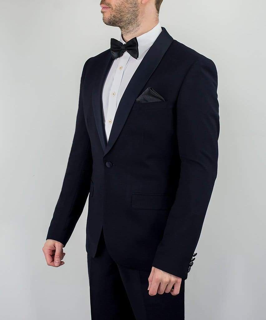 Cavani Nico Men's Navy Blue Tuxedo Suit with Shawl Collar for Formal Dinner, Wedding & Special Occasions