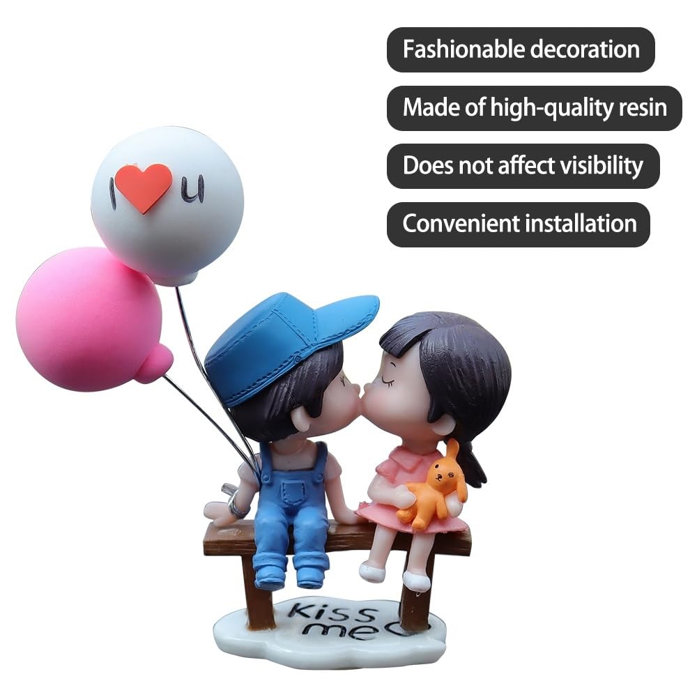 Cute Cartoon Couple Car Decorations - Romantic Couples Car Accessories with Balloons for Dashboard, Bedroom & Home Desk Decor - Perfect for Valentine's Gifts & Anniversary Presents