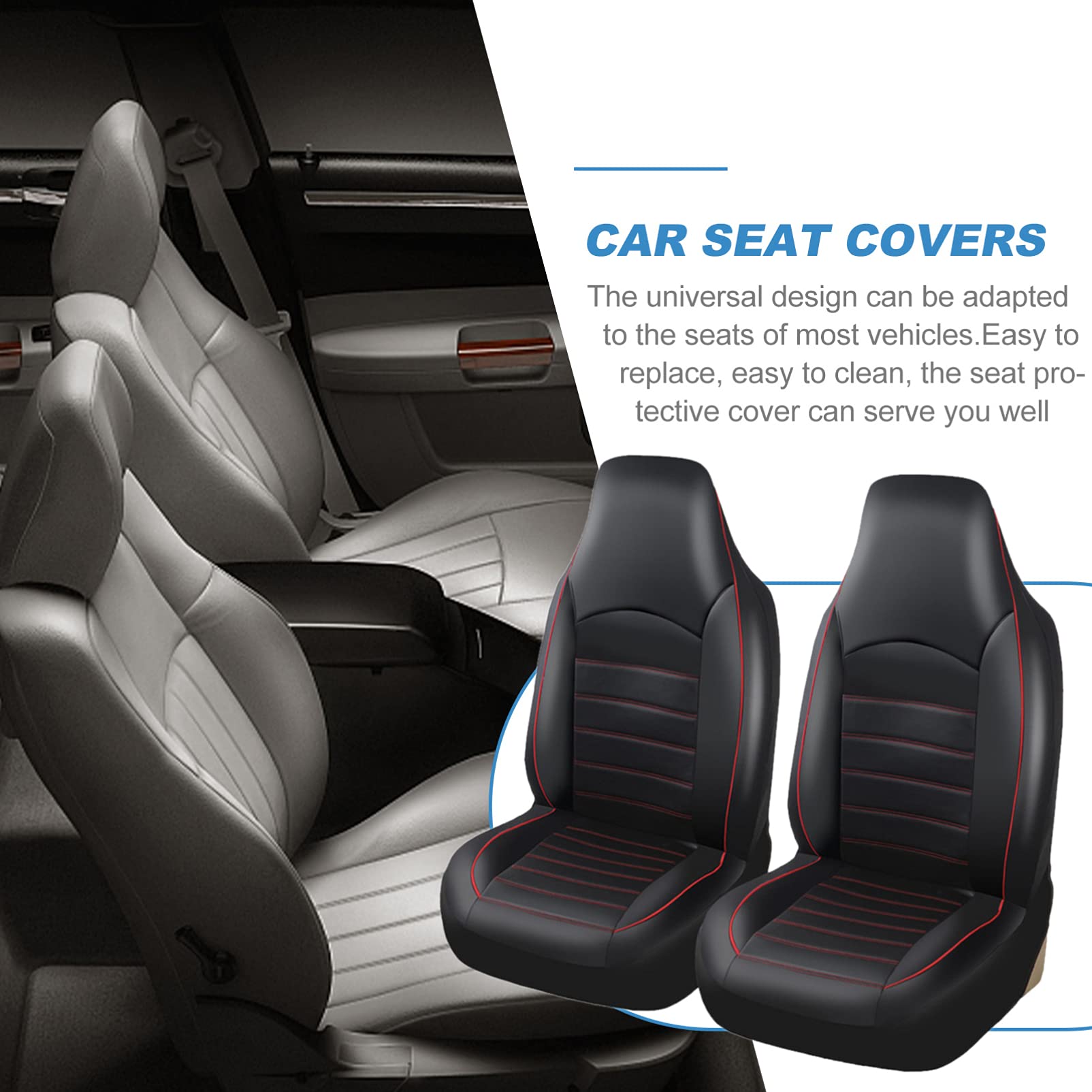 FAVOMOTO 2-Pack Premium Car Seat Protectors - Waterproof & Non-Slip Auto Seat Covers for Cars, SUVs, Trucks - Universal Fit Front Seat Protector for Pets, Kids, Spills (Black) - Perfect for Road Trips, Family Travel & Daily Commute