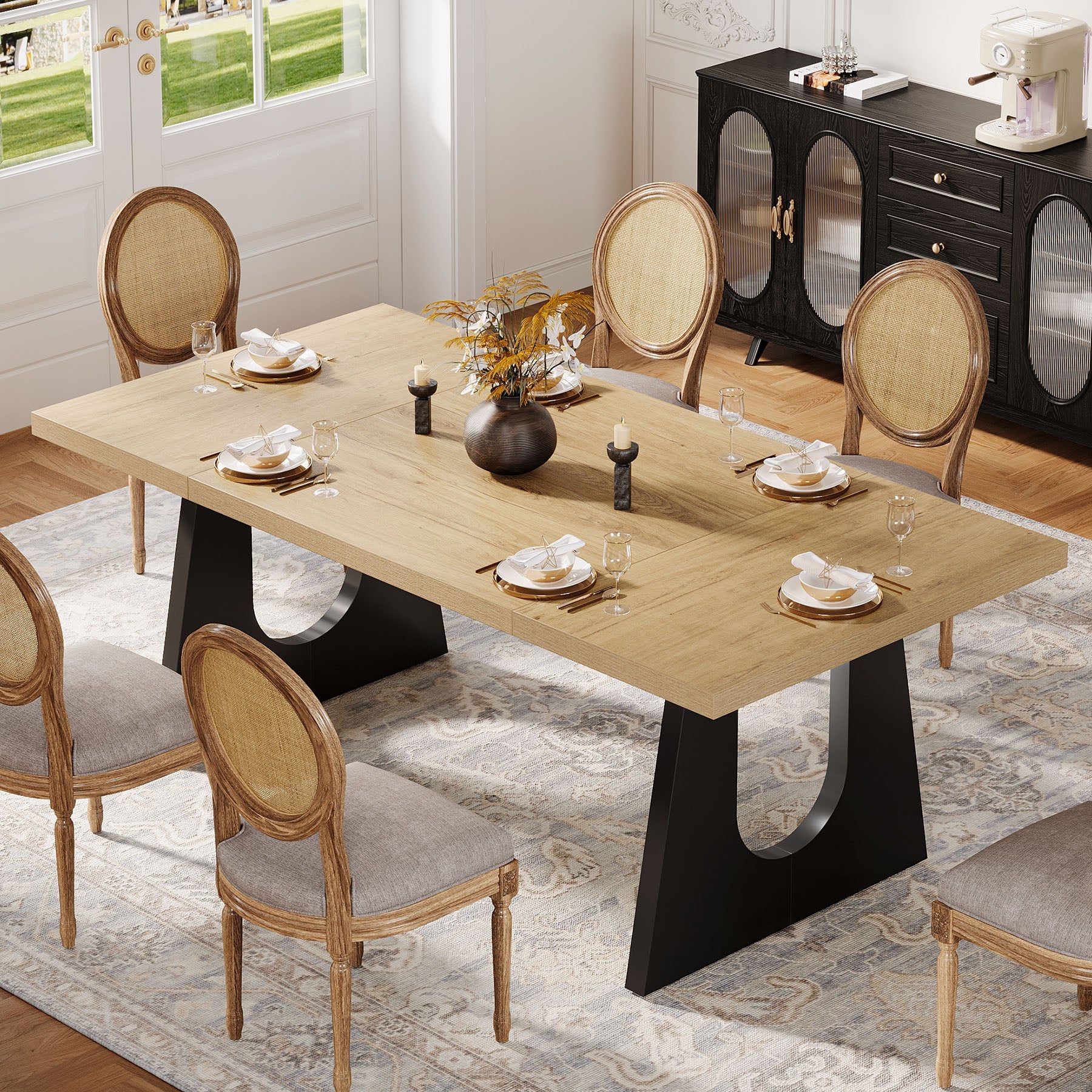 Solid Wood Dining Table 70 Inch Rectangular Kitchen Table for 6-8 People - Perfect for Family Gatherings & Dinner Parties