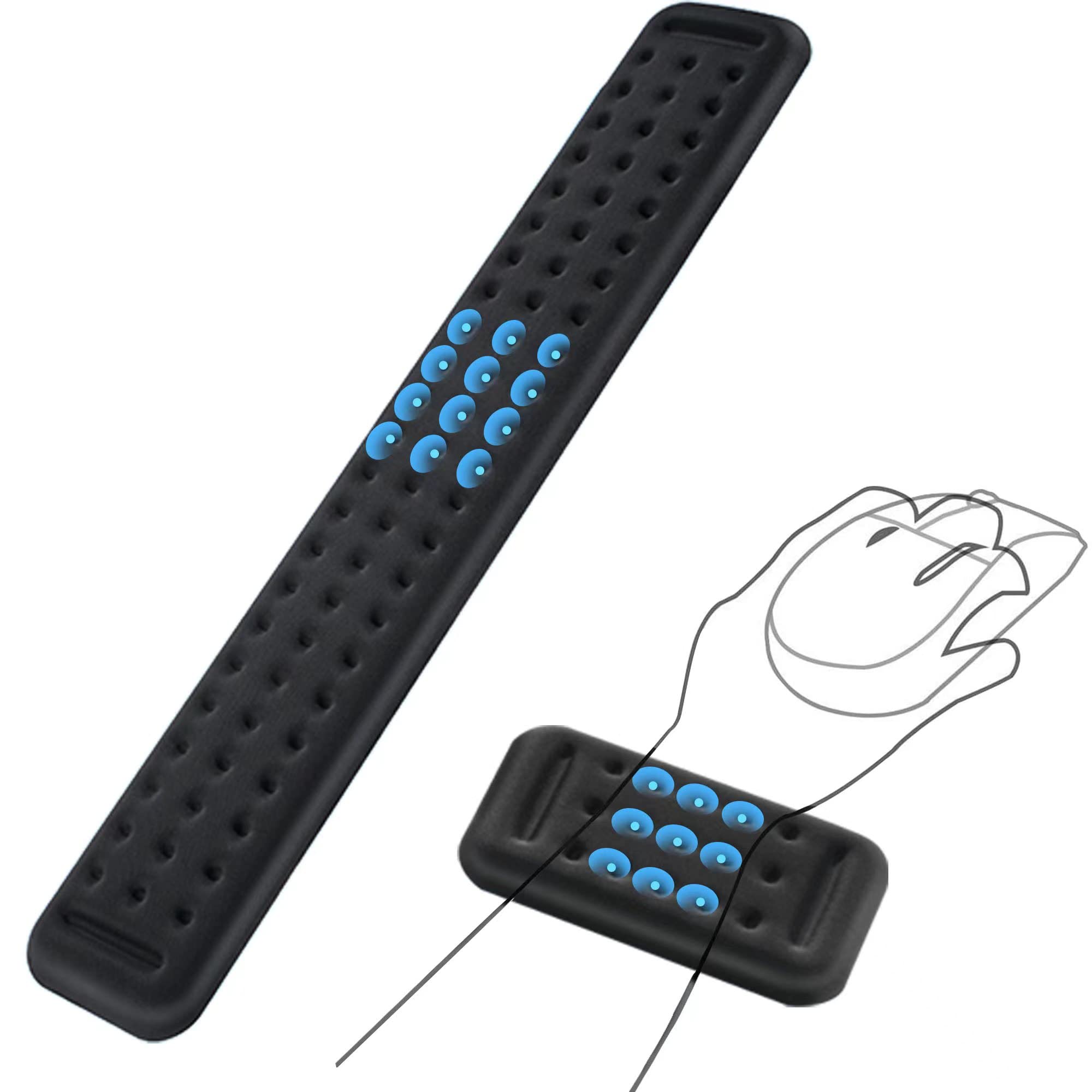 **Lekvey Ergonomic Memory Foam Keyboard & Mouse Wrist Rest Set - Pain Relief Wrist Support for Computer, Laptop, Office & Gaming (Black) - Perfect for Long Typing Sessions & Gaming Comfort**