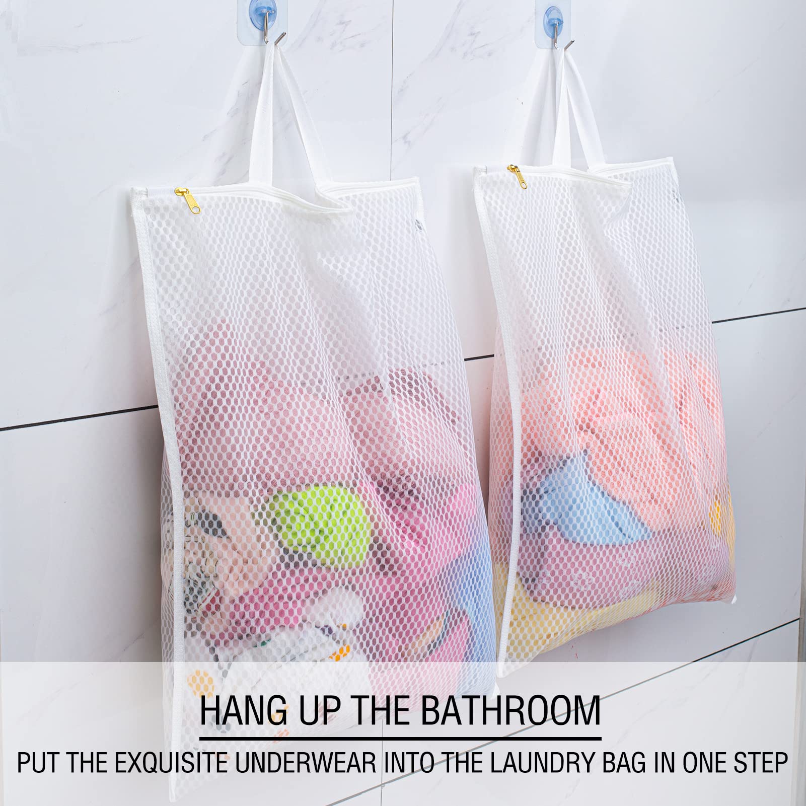 TENRAI Mesh Laundry Bags Set of 3 - YKK Zipper Delicates Wash Bags for Underwear, Bras & Socks - Breathable Fine Mesh Tote for Travel, Gym & Bathroom Organization
