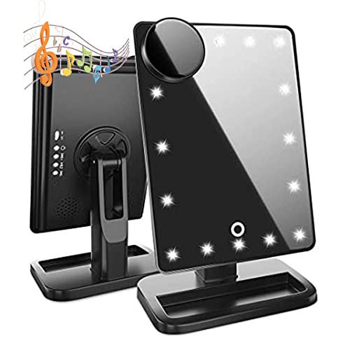 Lighted Vanity Makeup Mirror with Touch Screen - 10X Magnification & 180° Adjustable Rotation - Rechargeable Portable Cosmetic Mirror for Home, Travel & Professional Makeup Application (Black)