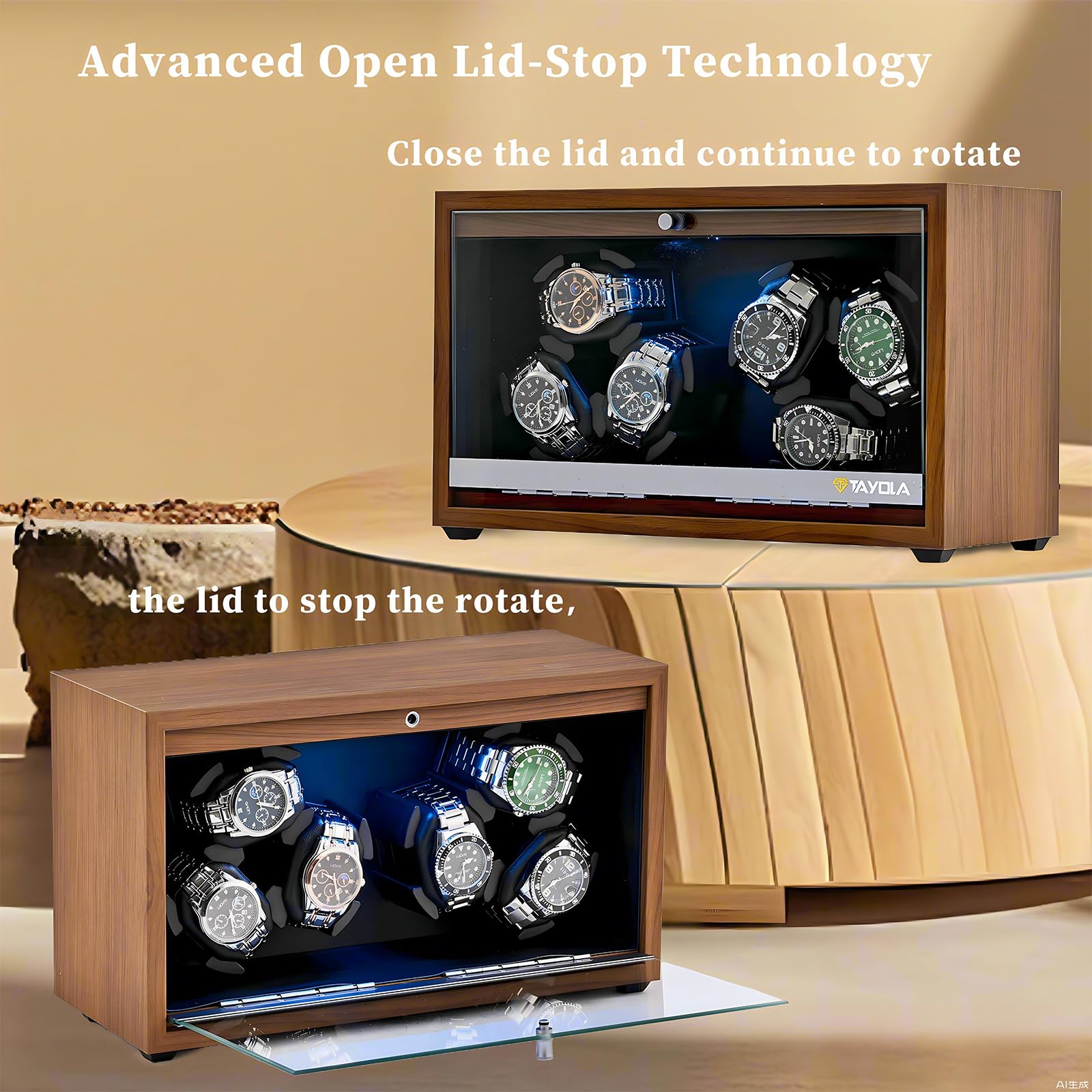 Premium Automatic Watch Winder with LED Display & Memory Foam - Ultra Quiet Japanese Motor, 4 Rotation Modes for Men's & Women's Watches - Perfect for Watch Collection Storage & Maintenance