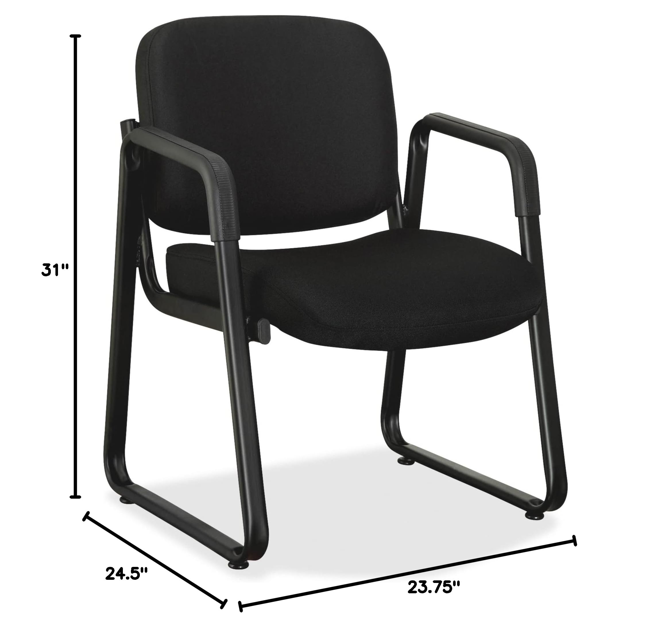 Lorell Fabric Guest Chair - Black, Ergonomic Office Chair for Visitors, Comfortable and Durable - Perfect for Reception Areas, Conference Rooms, and Home Offices