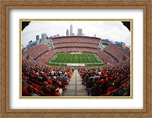 FirstEnergy Stadium 36x28 Gold Ornate Framed Art Print - 2x Matted Stadium Series Wall Decor for Sports Fans & Home Office