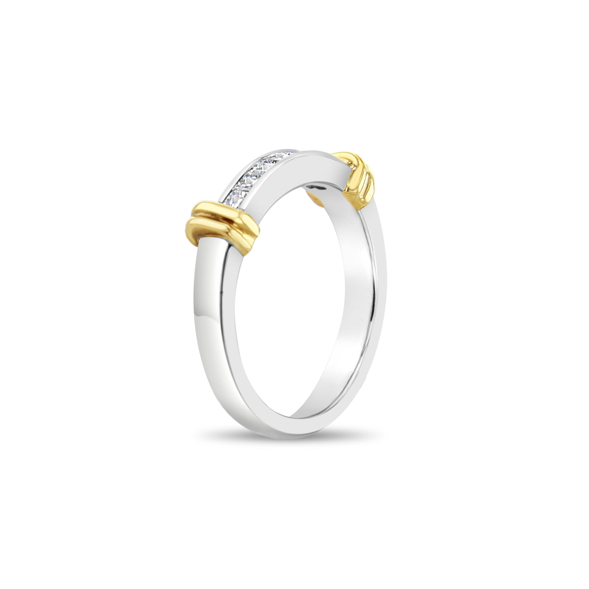 14K Two-Tone Gold Princess Cut Diamond Wedding Band for Women – Elegant Bridal Ring for Engagement, Anniversary & Special Occasions