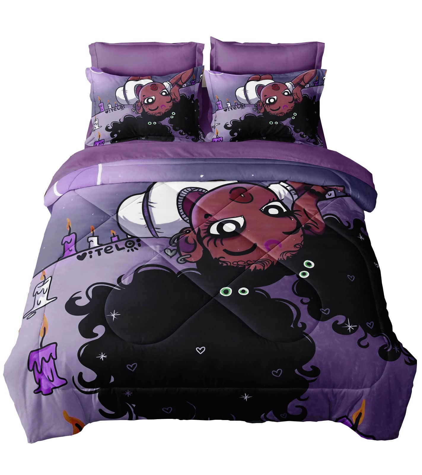 Purple Twin Comforter Set with Sheets - Black Girl Magic Bedding for Kids & Teens | Cute Princess Bedroom Decor | Complete Bed in a Bag Set for Girls' Room | Perfect for Sleepovers, Birthday Gifts & Cozy Bedtime