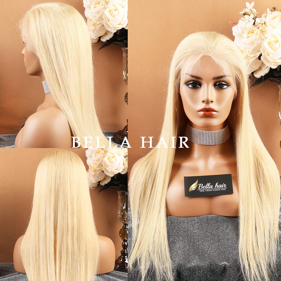 Bella Hair 613 Blonde Full Lace Human Hair Wig - 20 Inch Silky Straight Remy Virgin Hair with Pre-Plucked Hairline & Baby Hair (130% Density) | Perfect for Daily Wear, Cosplay, and Special Occasions