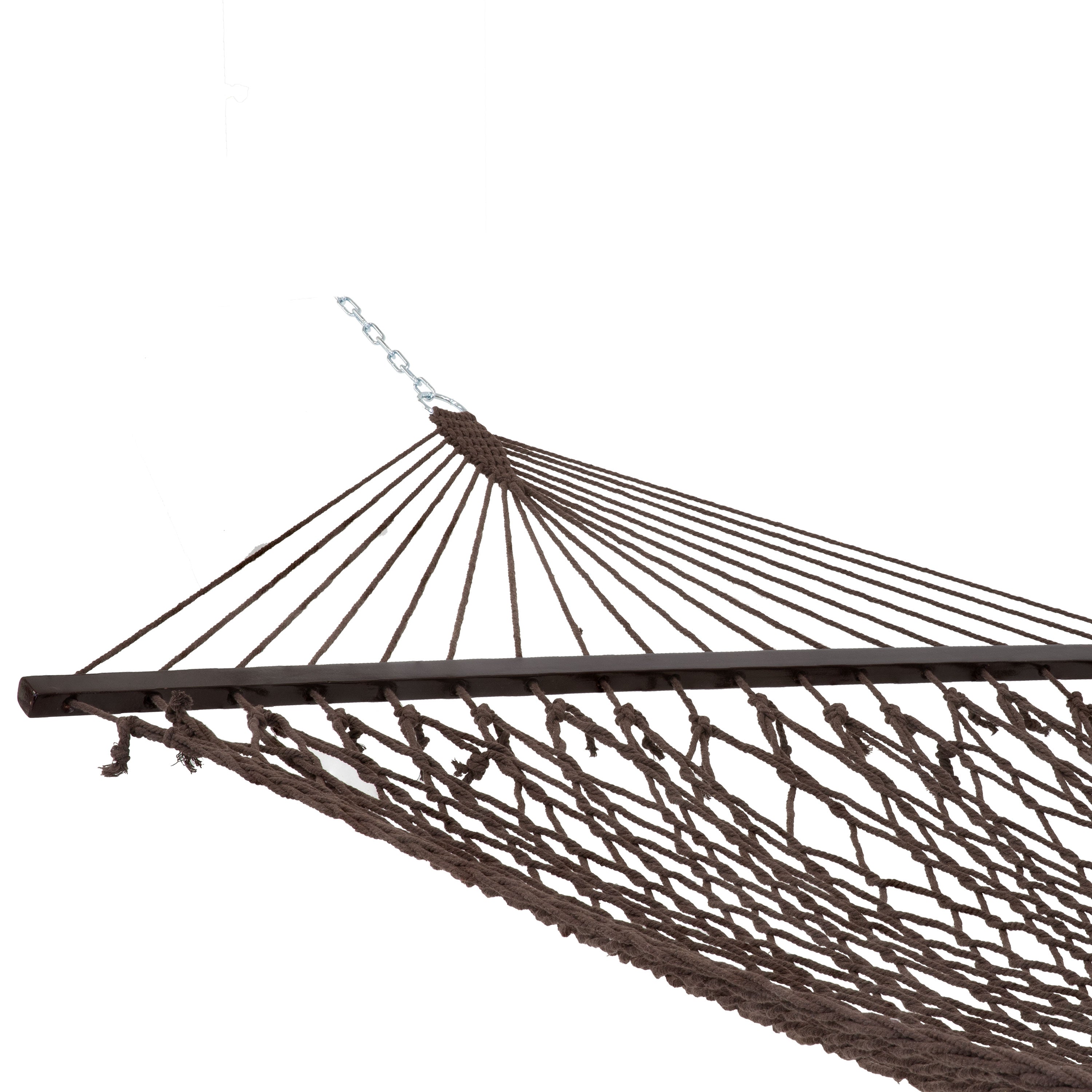 Sunnydaze Double Wide 2 Person Spreader Bar Rope Hammock - Heavy Duty Outdoor Hammock for Patio, Backyard, Poolside & Beach Relaxation