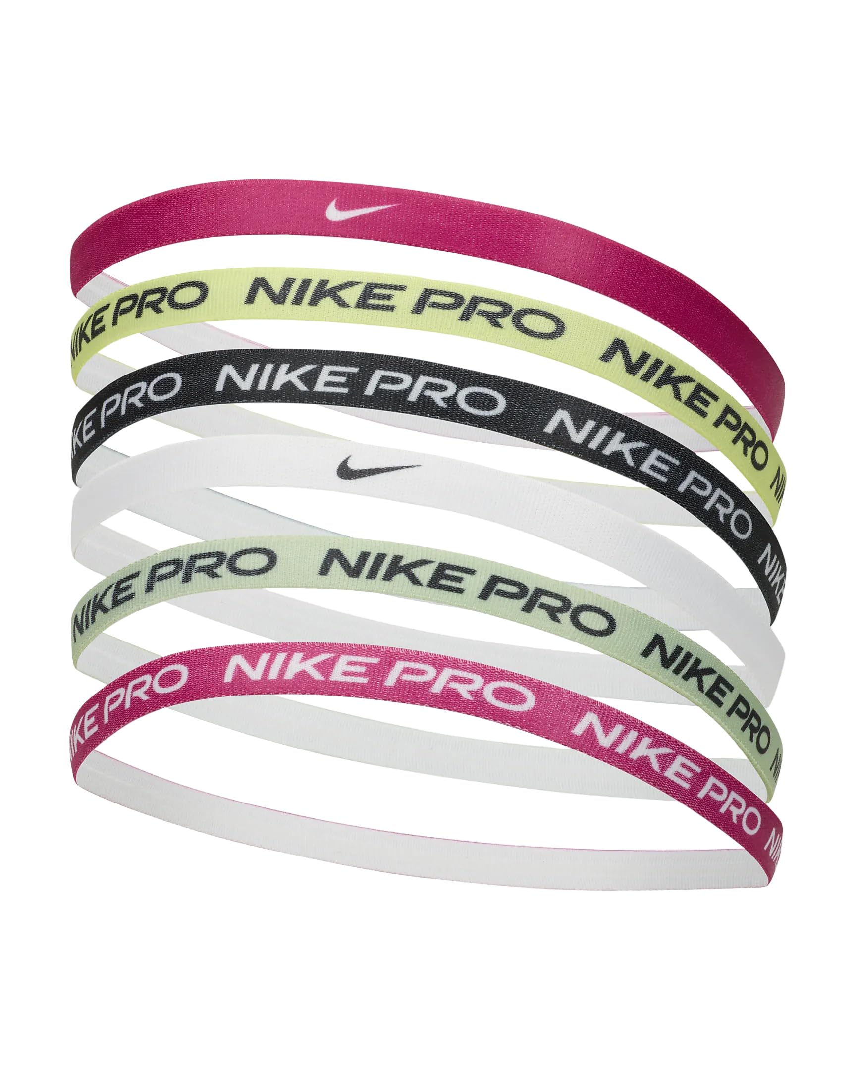 Nike Printed Headbands 6-Pack - Elastic Sports Hair Bands for Women & Men - Non-Slip Workout Head Wraps - Running, Yoga, Gym, Tennis - Style N.000.2545.613.OS