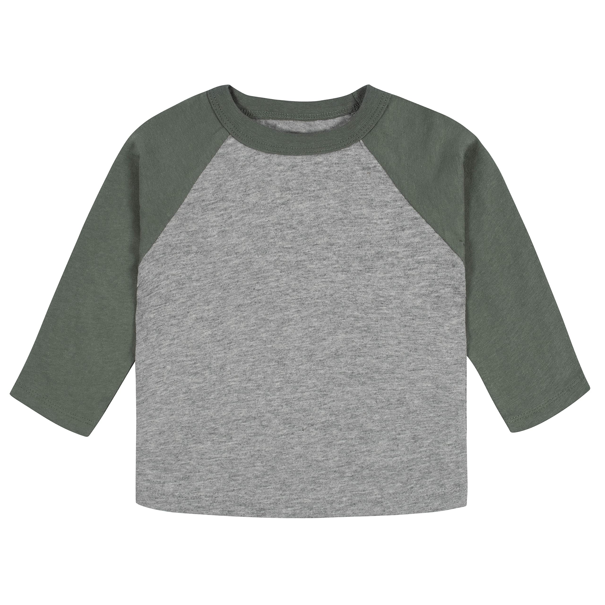 Gerber Baby Boys' 3-Pack Long Sleeve Baseball Tees - Soft Cotton Blend, Green & Gray, 0-3 Months - Perfect for Playtime, Outings & Photo Shoots