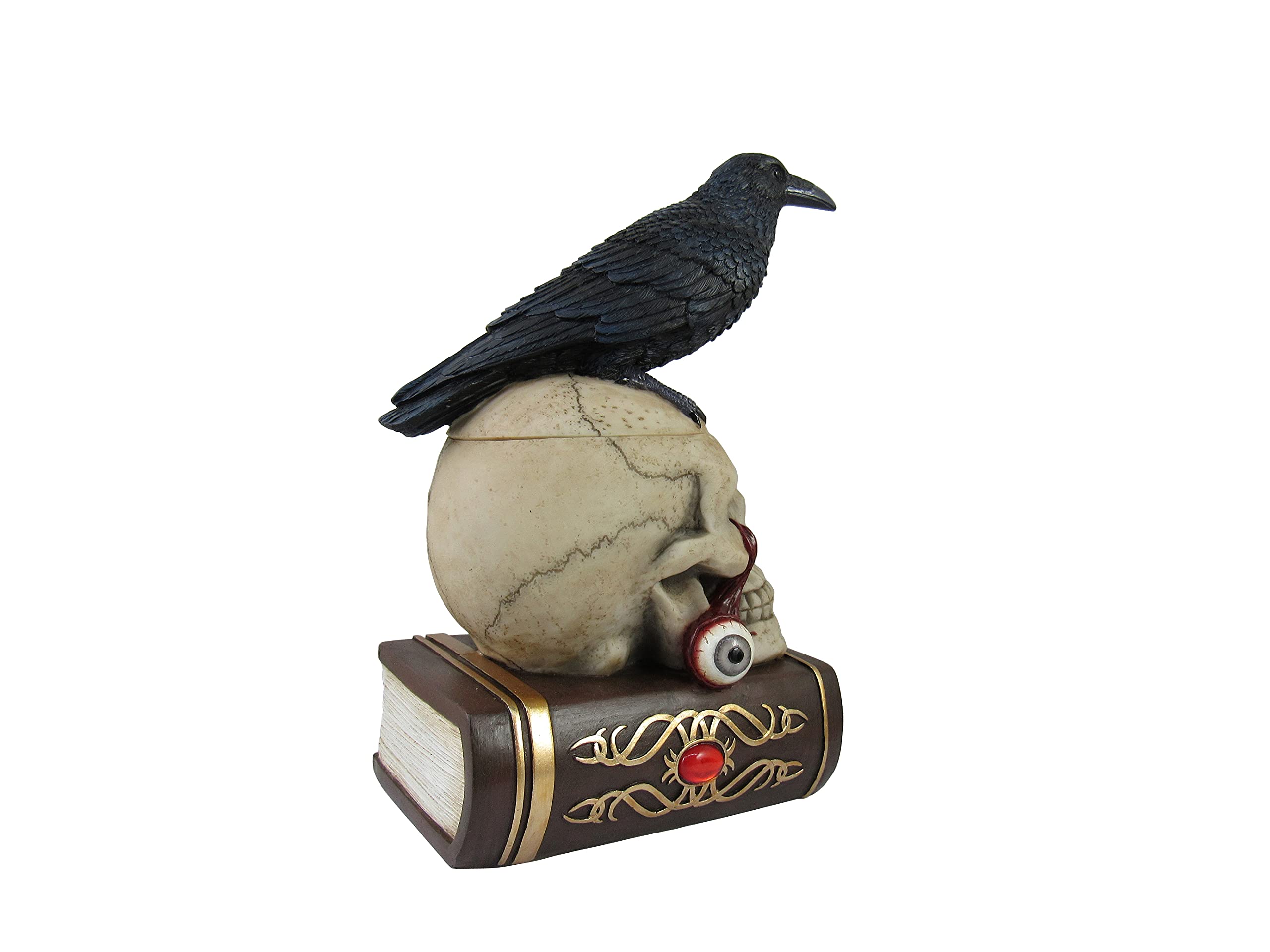 Gothic Skull & Crow Decorative Trinket Box with Lid - Victorian Halloween Jewelry Organizer | 9