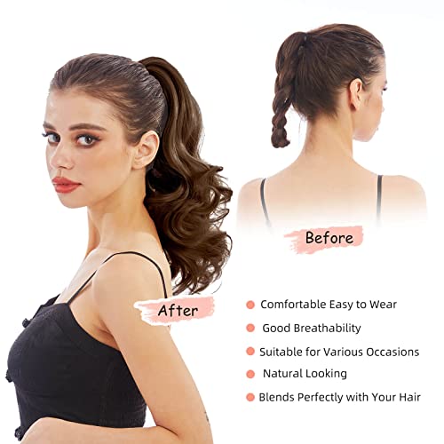 Natural Wavy Ponytail Hair Extension for Women - Clip-in Synthetic Hairpiece for Volume & Length - Perfect for Parties, Weddings & Everyday Styling