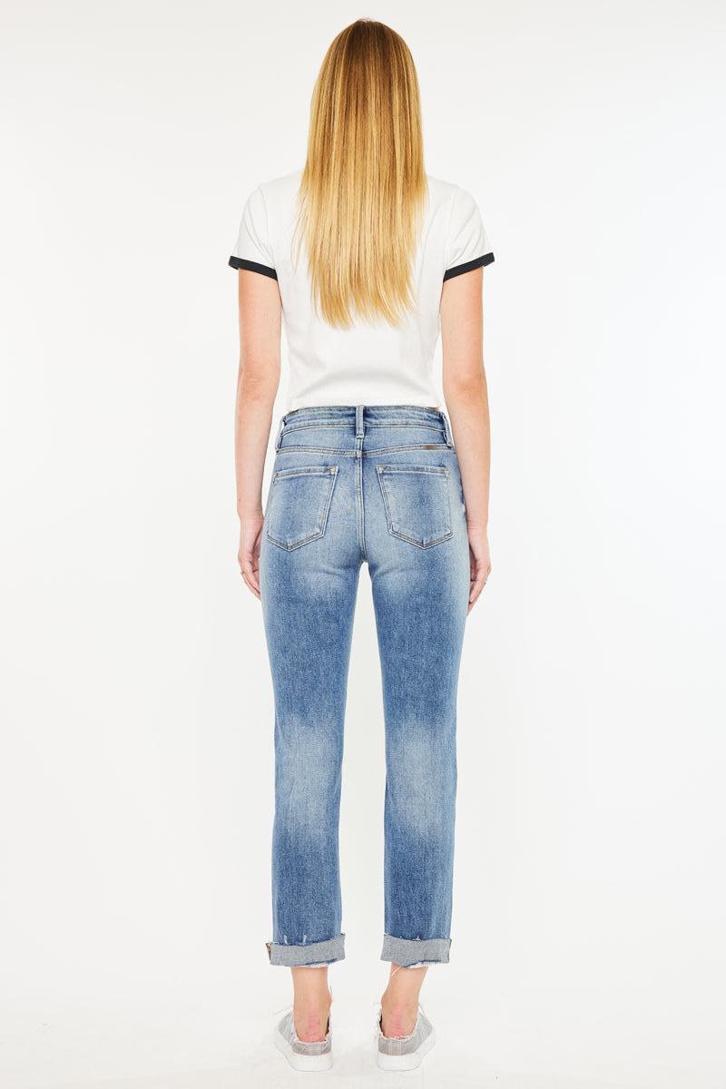 Kaly Women's High Rise Slim Straight Leg Jeans - Stretchy Denim Pants for Casual Wear & Everyday Outfits