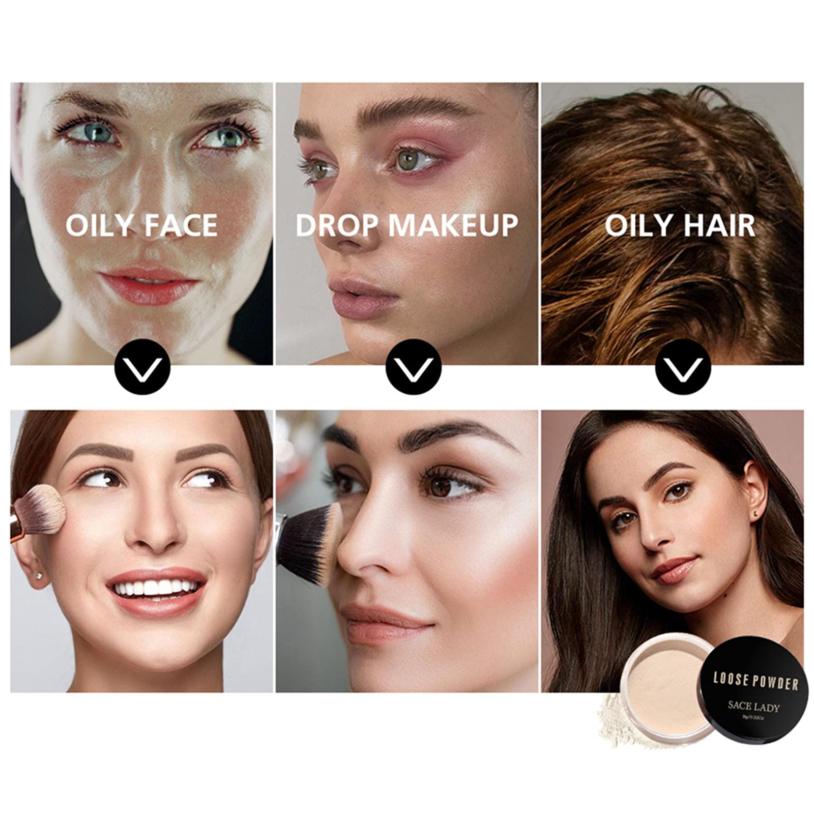 Oil Control Loose Powder Setting Makeup Kit - Waterproof, Poreless, Long Lasting Soft-Matte Face Powder (2 Colors, 2pcs*0.32Oz) for Flawless All-Day Makeup | Perfect for Oily Skin & Hot Weather