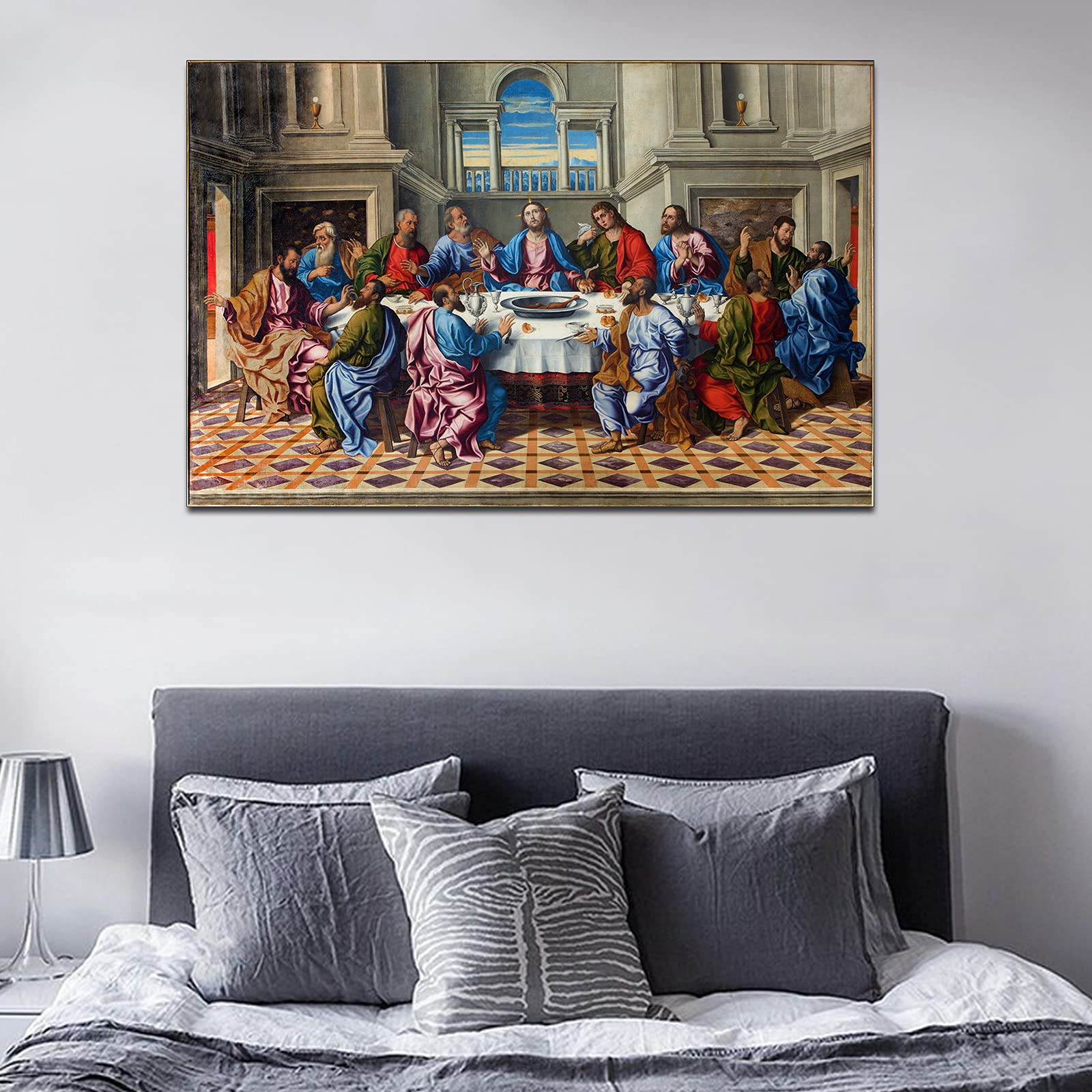 TIMUBA The Last Supper Canvas Wall Art - 28x40 Inches Christian Religious Painting for Dining Room Decor, Home & Church Wall Decoration - Perfect for Christian Gifts, Easter Decor & Spiritual Spaces